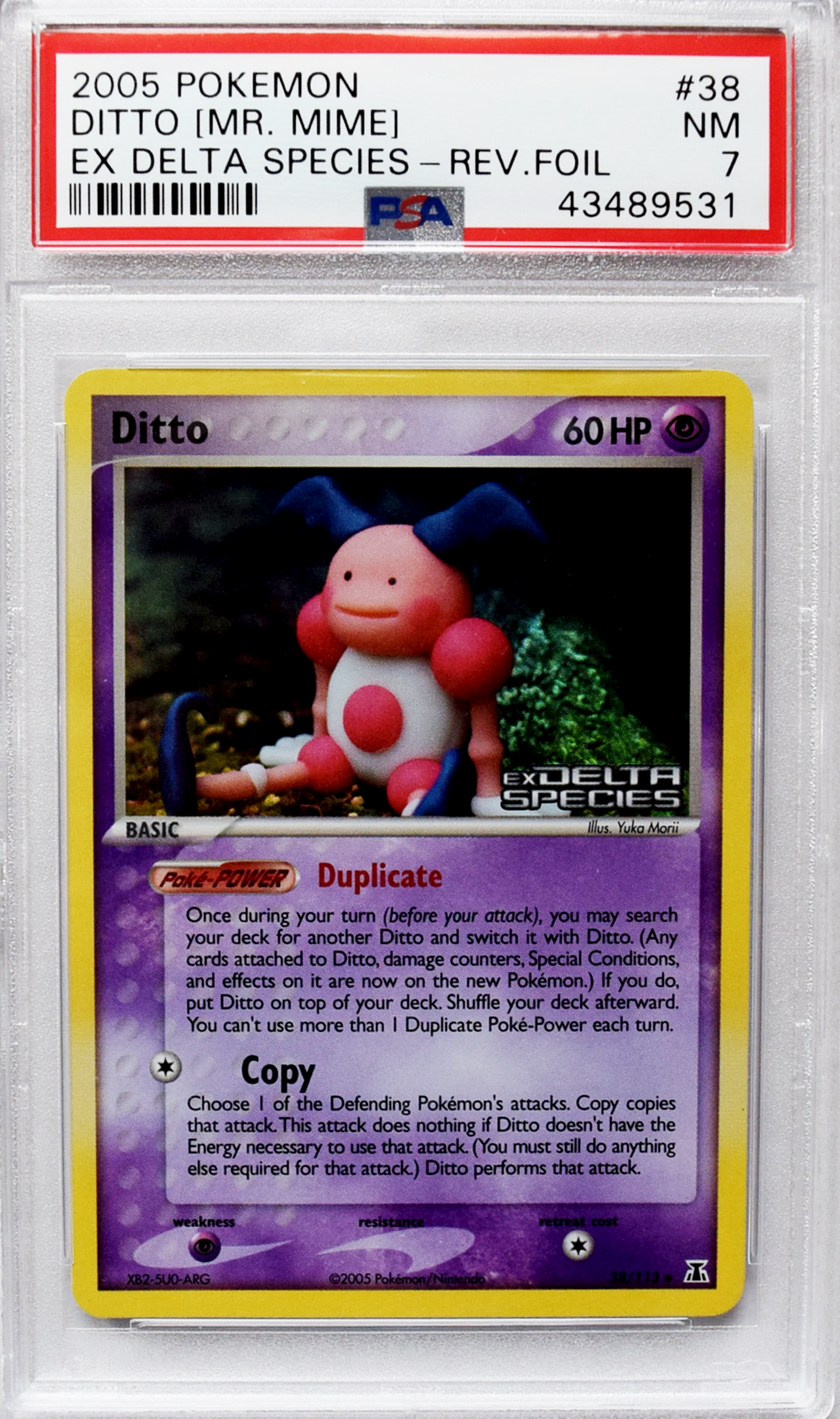 2005 Pokemon EX Delta Species - Ditto [Mr. Mime] (#38) - REV.FOIL - PSA 7 NM