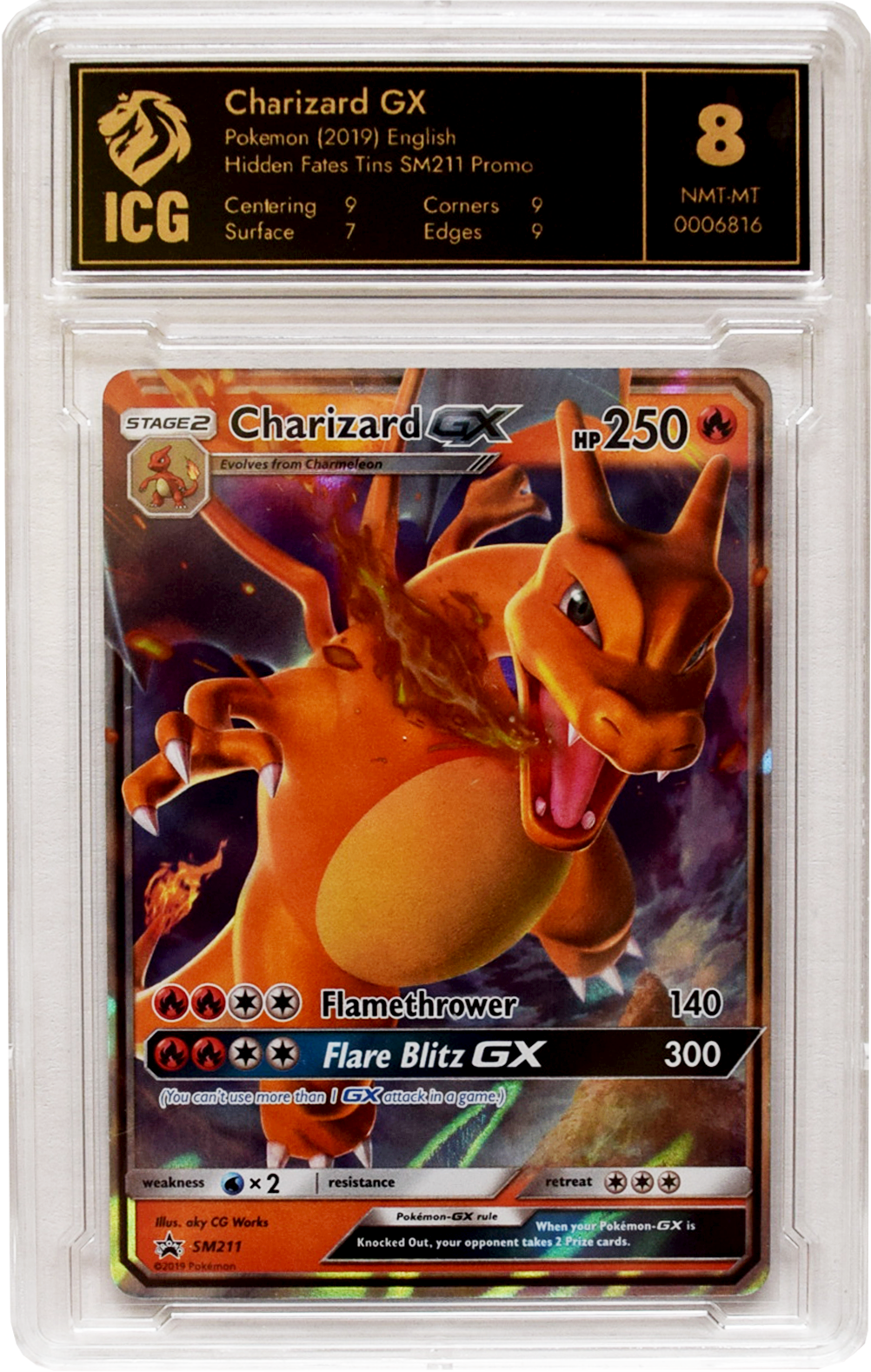 Nasib Tersembunyi Pokemon 2019 | Charizard GX (SM211) - Holo | ICG 8 NMT-MT