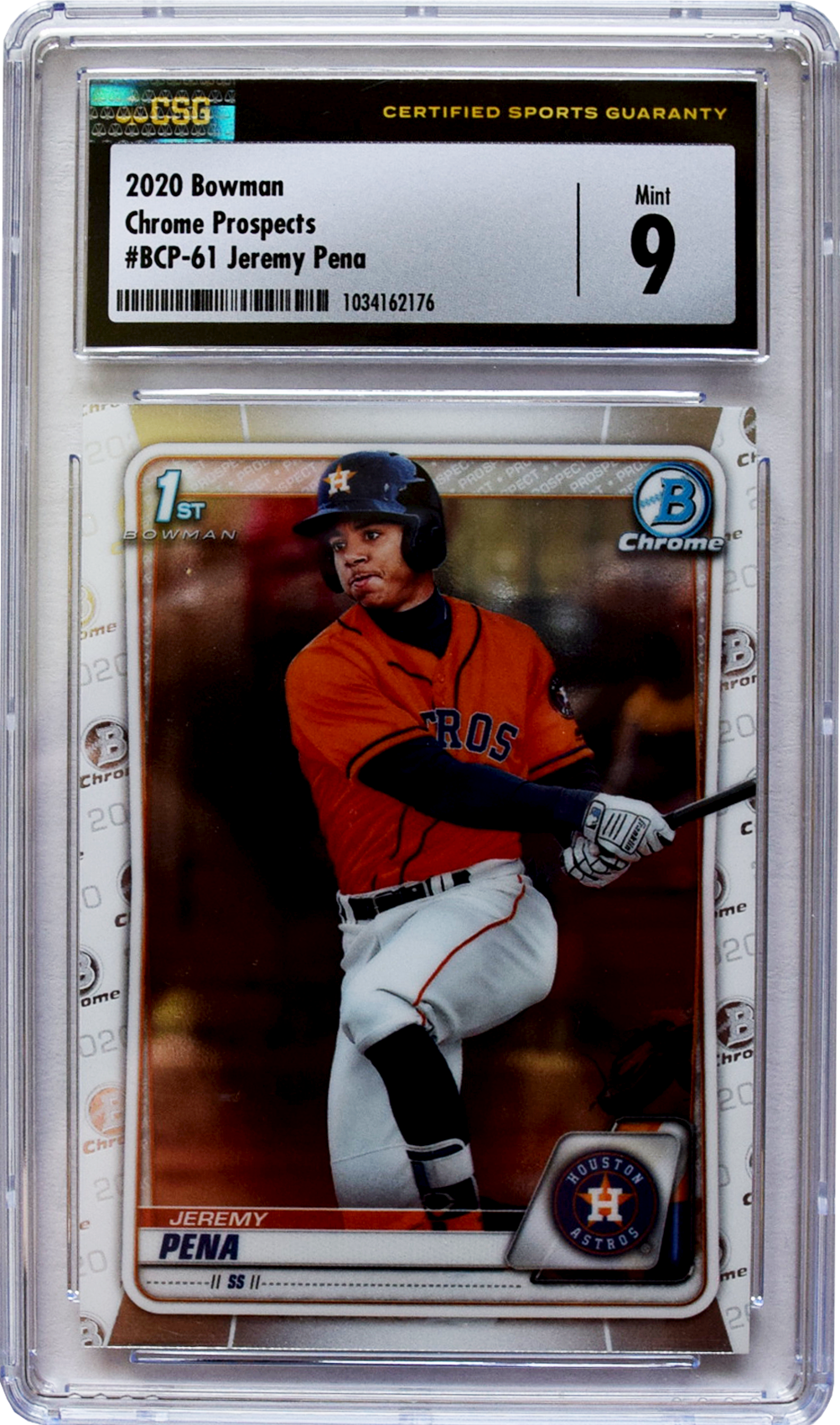 2020 Bowman - Chrome Prospects - #BCP-61 Jeremy Pena CSG 9 Mint