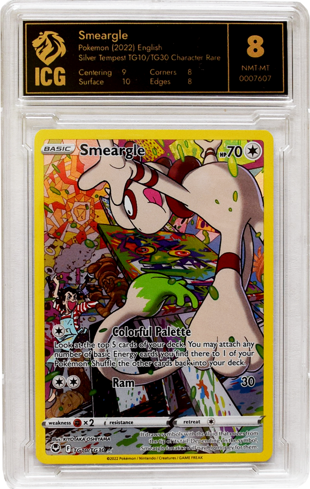 2022 Pokemon Silver Tempest - Smeargle (TG10) - Holo - ICG 8 NMT-MT
