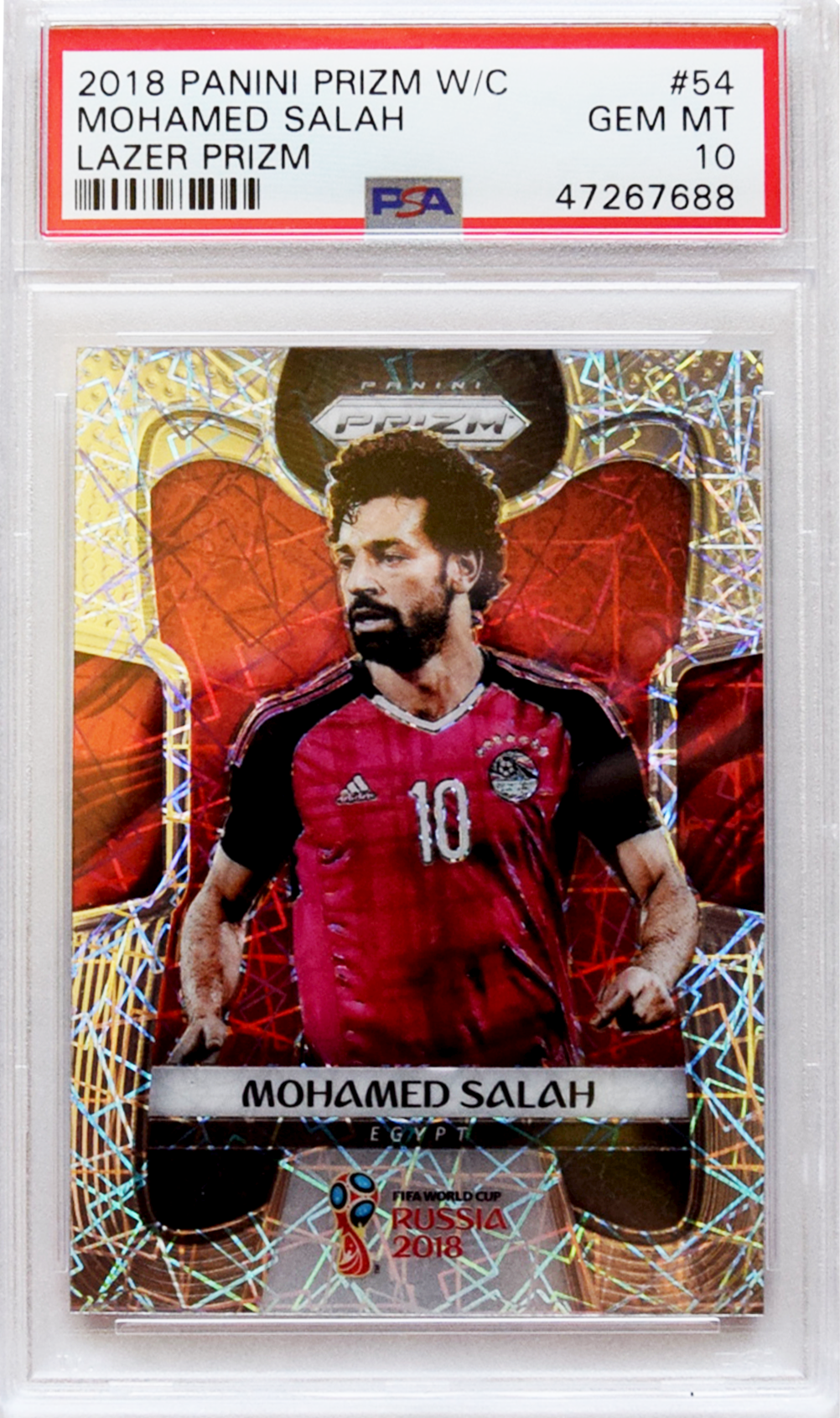 2018 Panini Prizm W/C - #54 Mohamed Salah - Lazer Prizm - PSA 10 GM Gem Mint