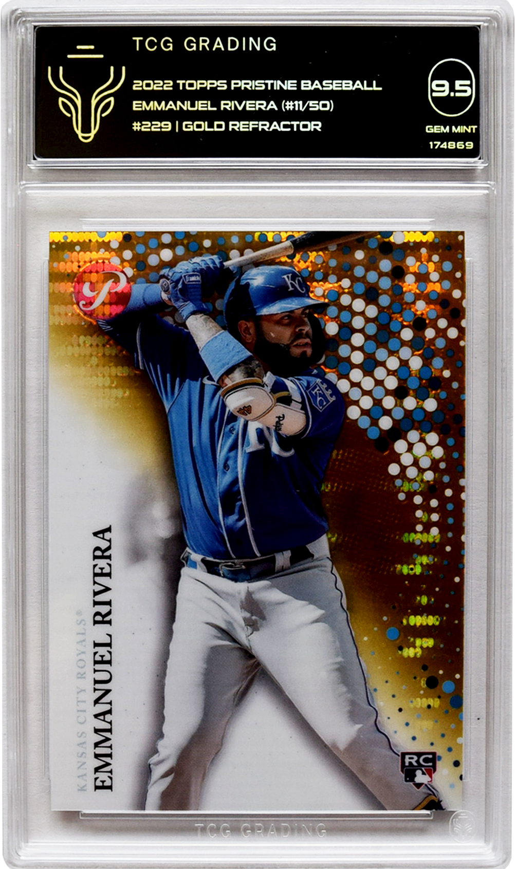 2022 Topps | Besbol murni | #229 Emmanuel Rivera Pembiasan Emas TCG 9.5 GEM MINT