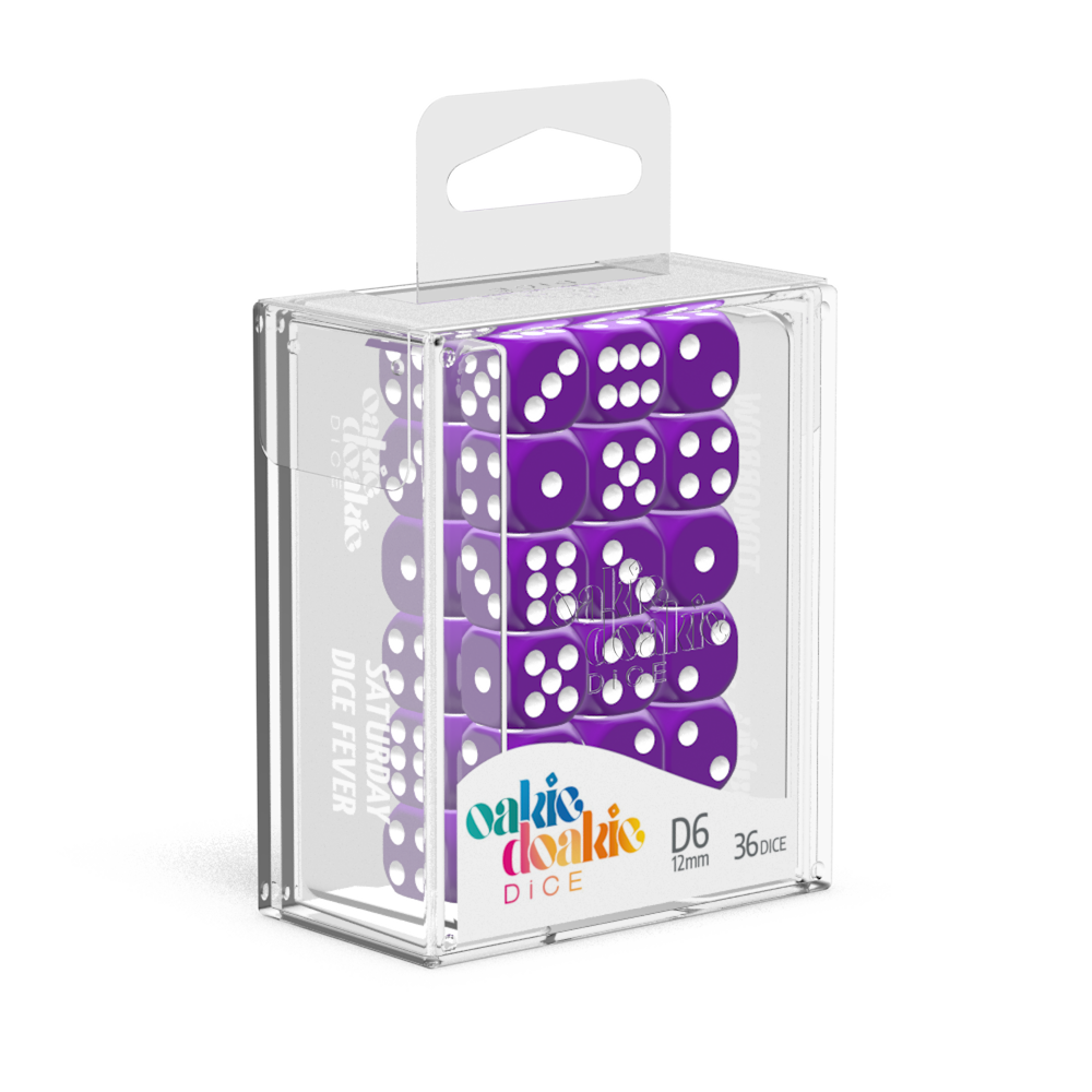 Dadu Oakie Doakie D6 12 mm Pepejal - Ungu (36)