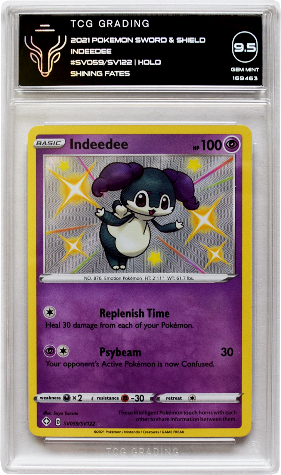 2021 Pokemon Shining Fates - Indeedee (SV059) - Holo - TCG 9.5 GEM MINT