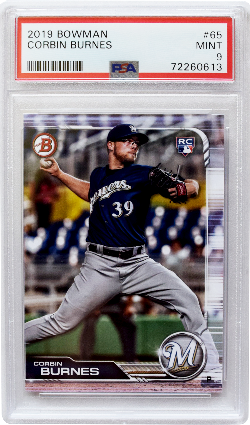 2019 Bowman - #65 Corbin Burnes PSA 9 MINT