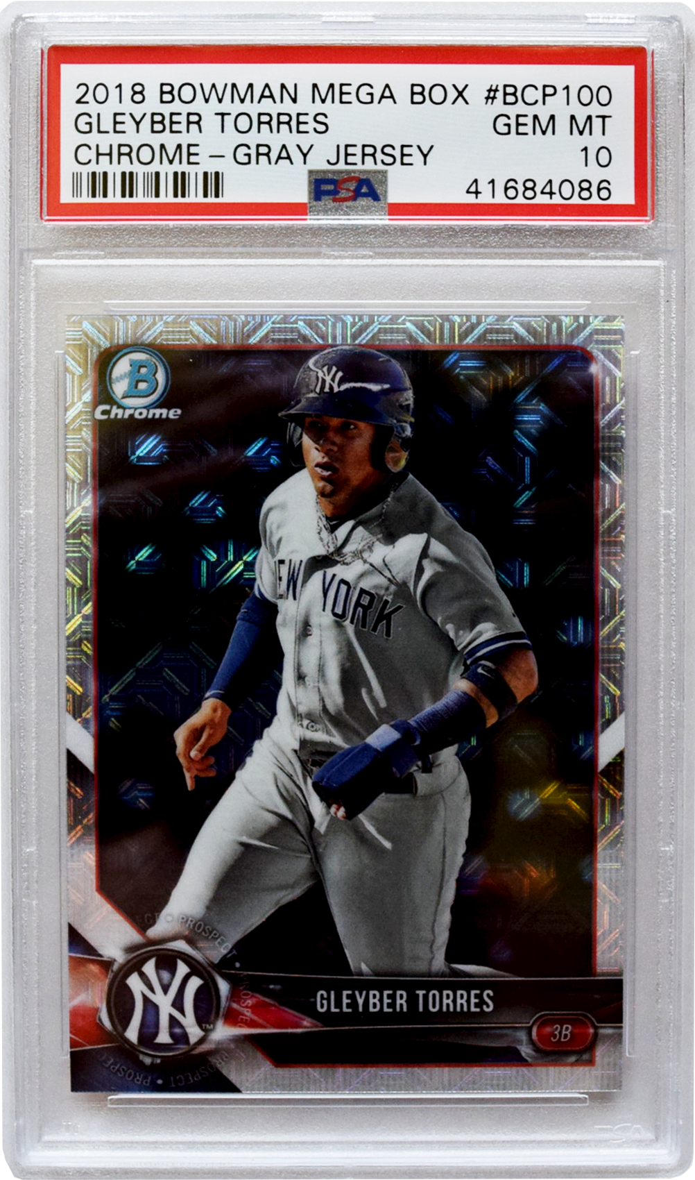 2018 Bowman - Mega Box - #BCP100 Gleyber Torres Chrome - Gray Jersey PSA 10 GEM MT