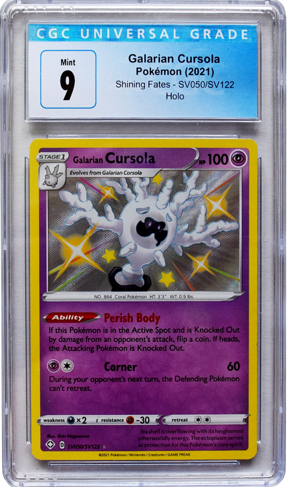2021 Pokemon Shining Fates - Galarian Cursola (SV050) - Holo - CGC 9 MINT