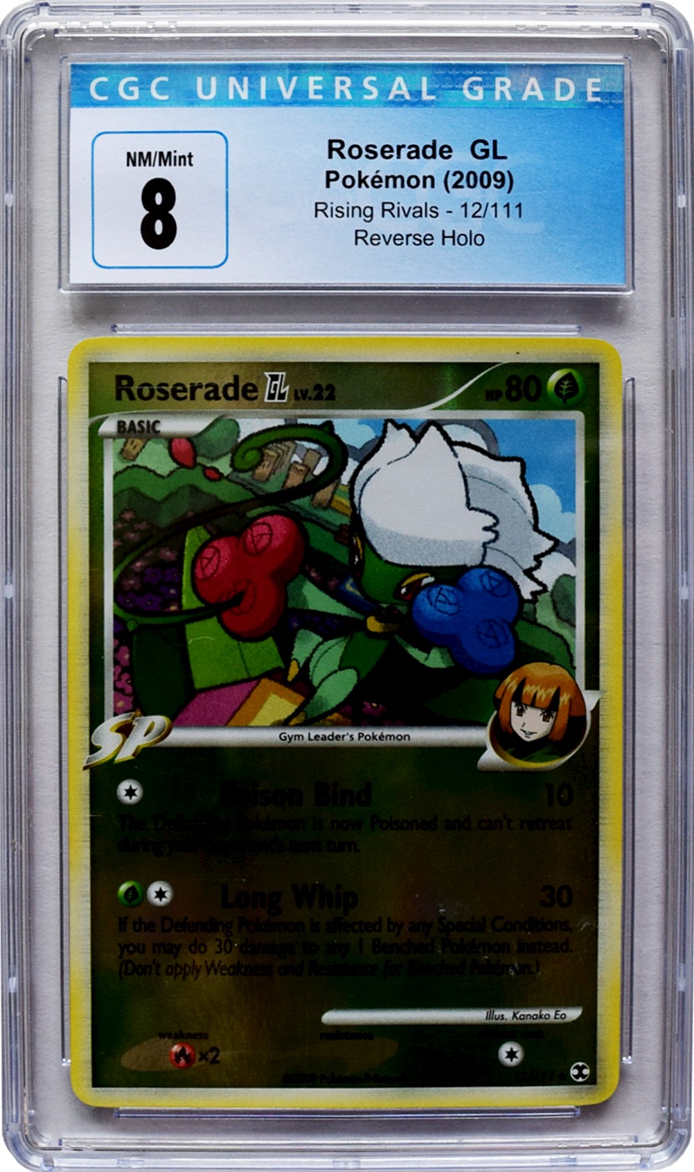 2009 Pokemon Rising Rivals -| Roserade (#12) - Reverse Holo - CGC 8 NM/MINT