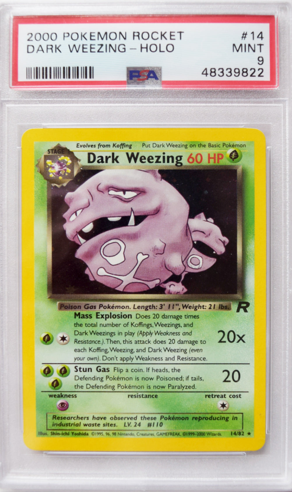 2000 Pokemon Rocket - Dark Weezing (#14) - Holo - PSA 9 MINT