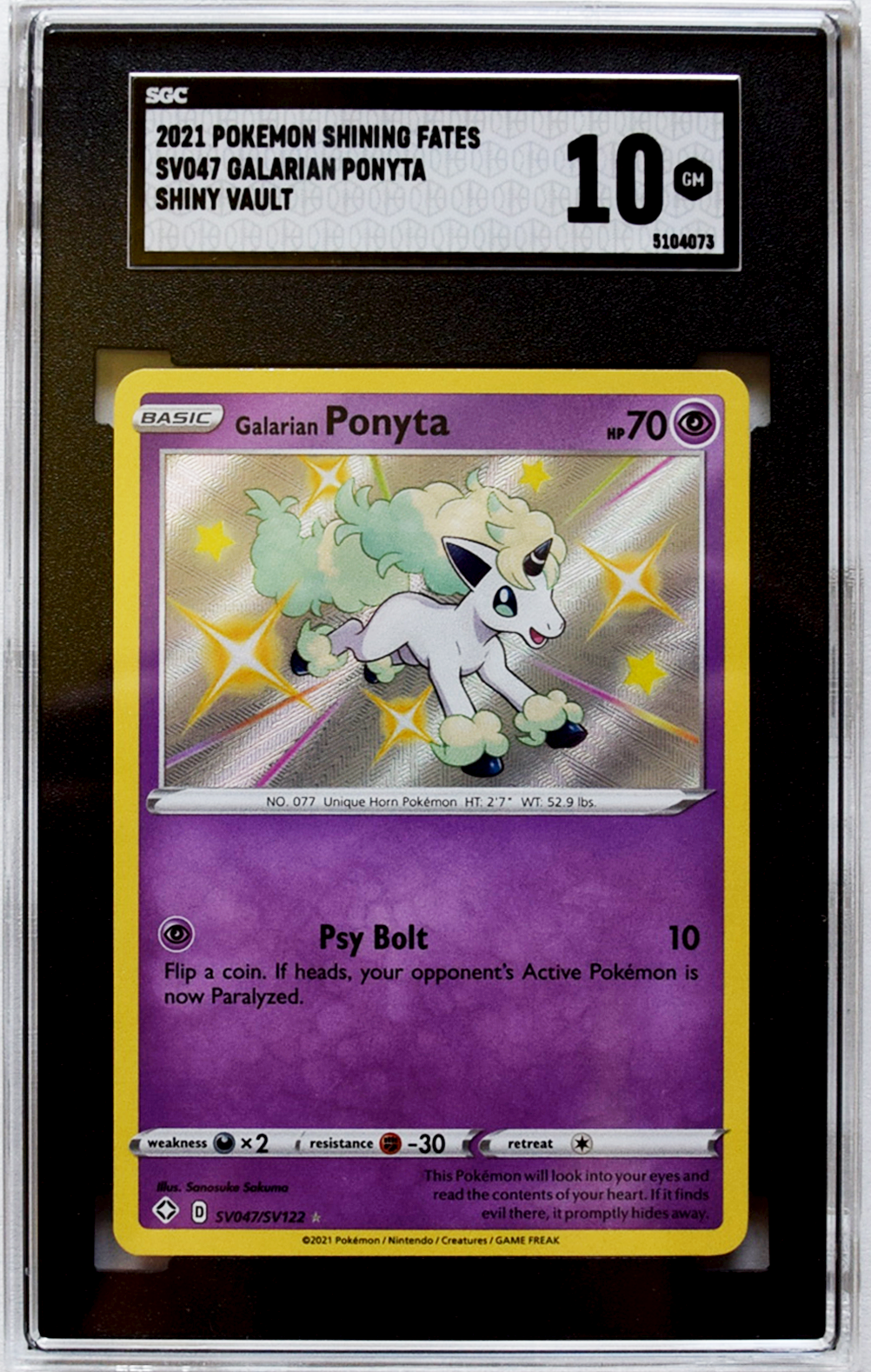 2021 Pokemon Shining Fates - Galarian Ponyta (SV047) - Holo - SGC 10 GM