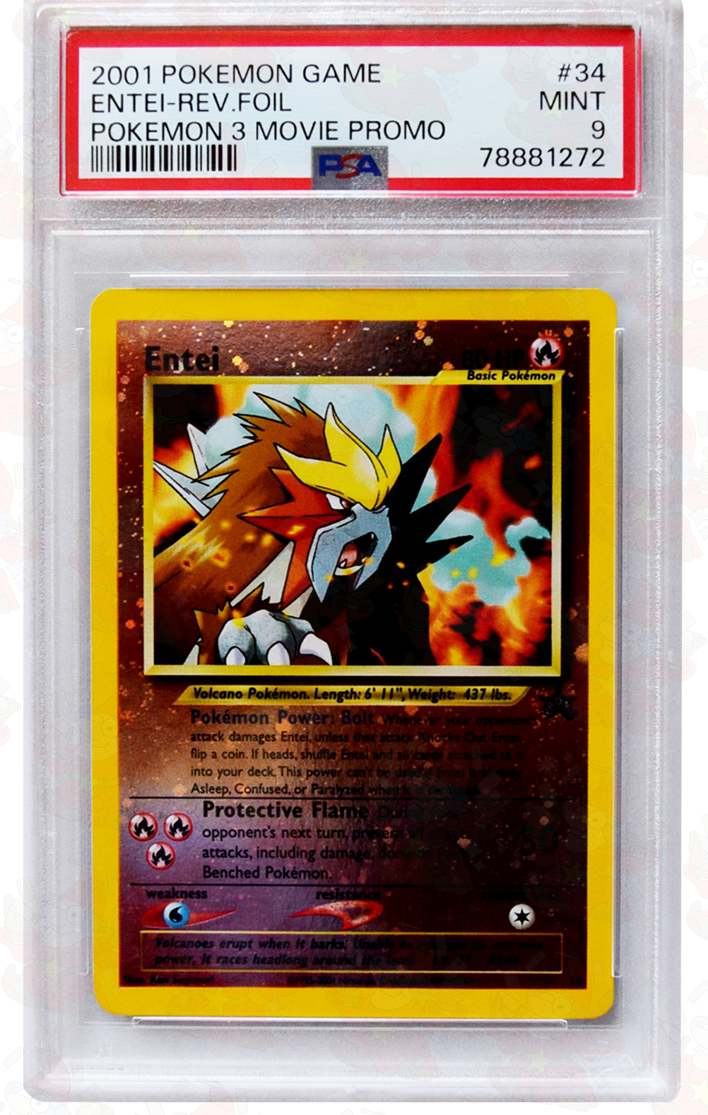 2001 Pokemon Game - Entei (#34) - Rev. Foil - PSA 9 MINT