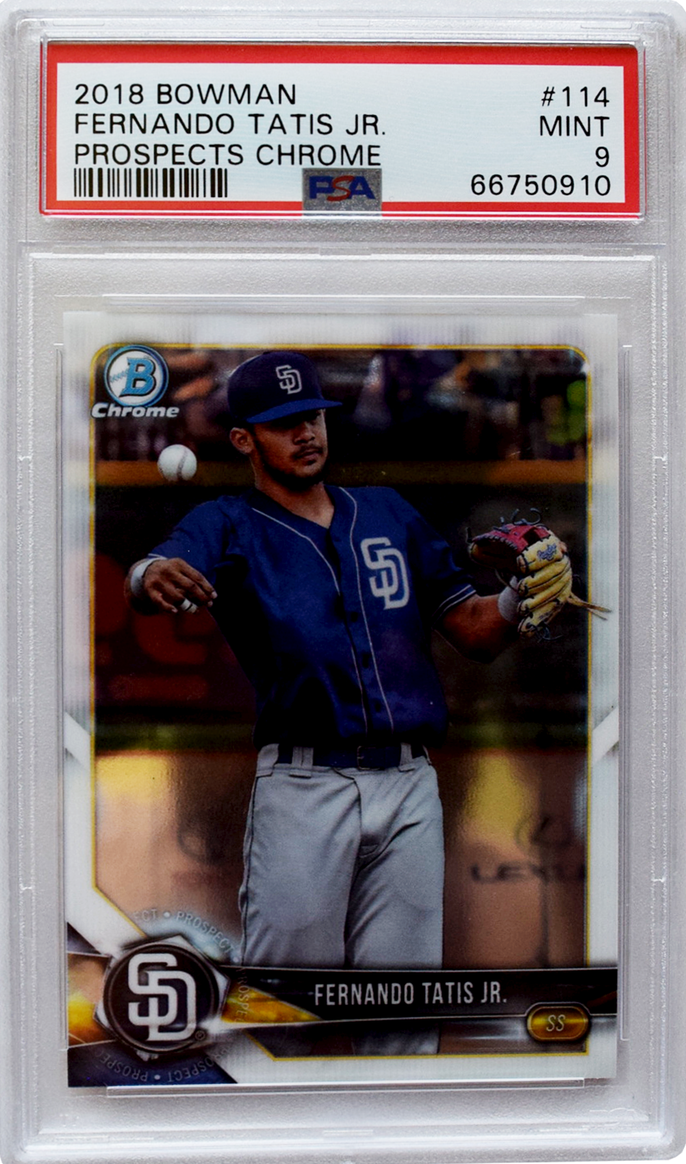 2018 Bowman - Prospects Chrome - #114 Fernando Tatis Jr. PSA 9 MINT