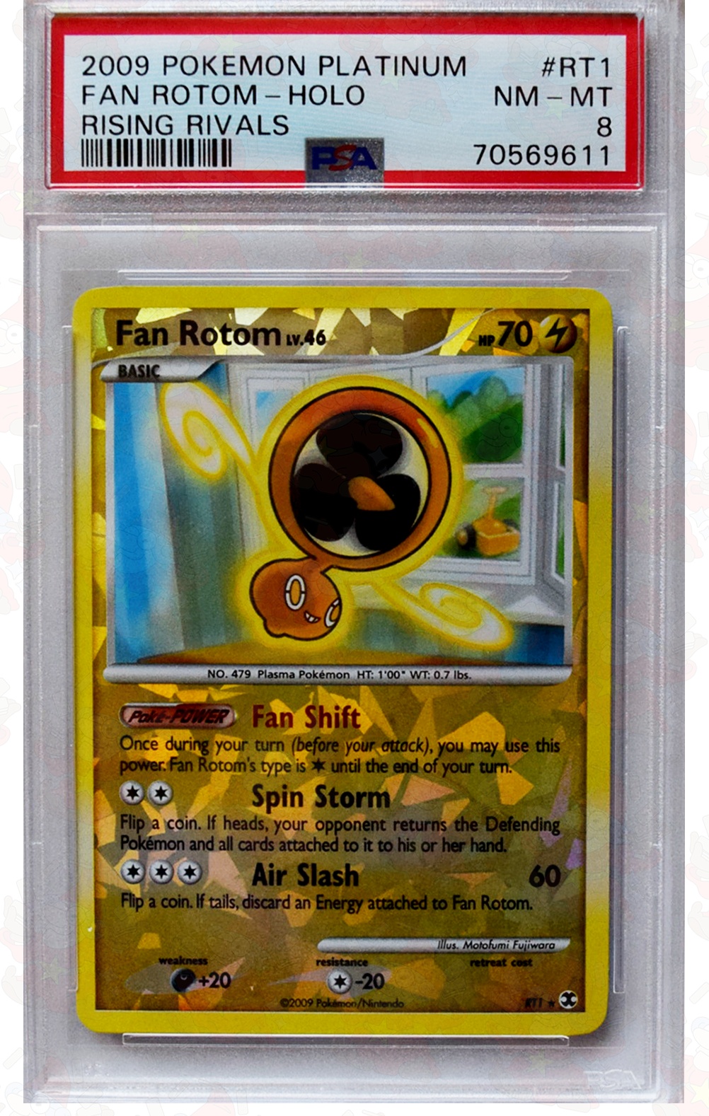 2009 Pokemon Platinum - Fan Rotom (#RT1) - Holo - Rising Rivals - PSA 8 NM - MT
