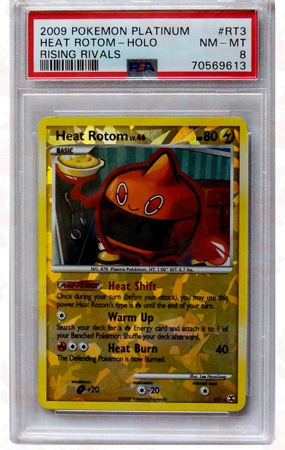 2009 Pokemon Platinum - Heat Rotom (#RT3) - Holo - Rising Rivals - PSA 8 NM - MT