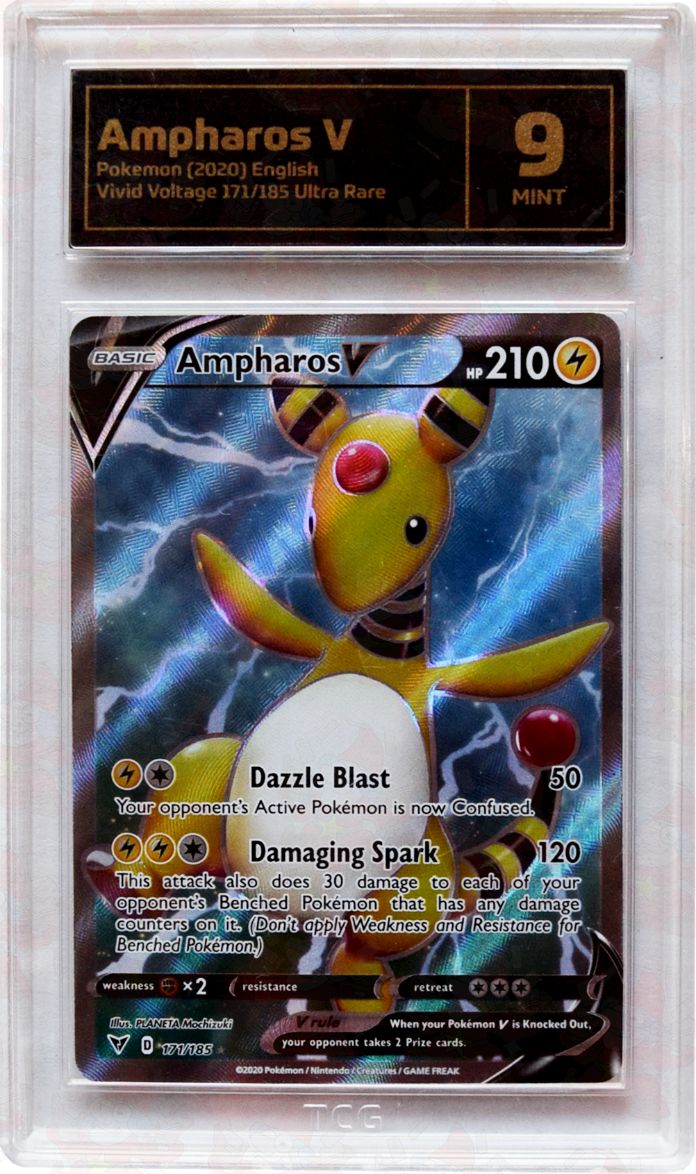 2020 Pokemon Vivid Voltage - Ampharos V (#171) - Holo - TCG 9 Mint