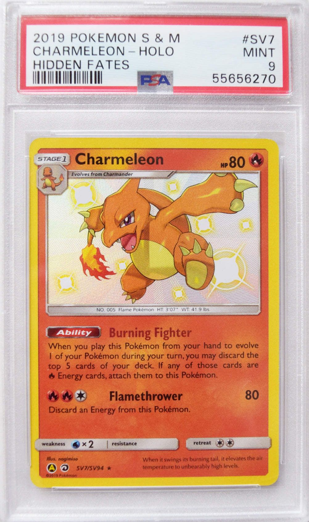 2019 Pokemon S & M Charmeleon - Holo - Hidden Fates - PSA 9 MINT