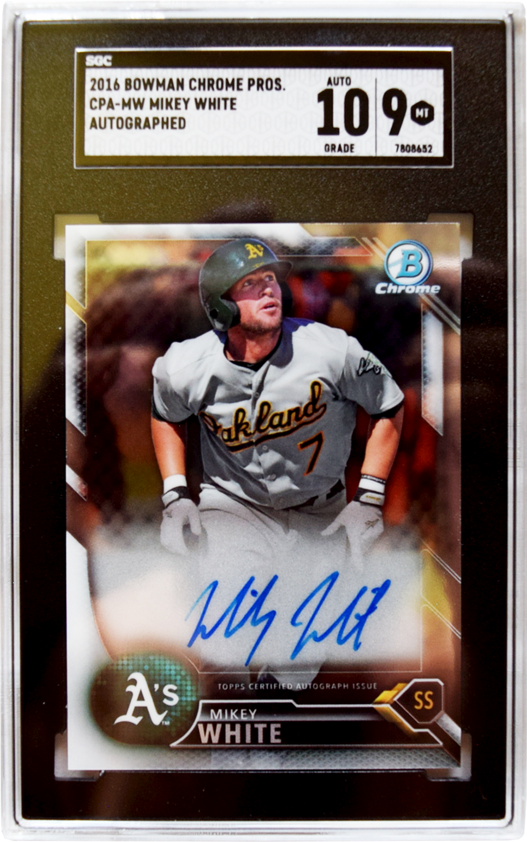 2016 Bowman - Chrome Prospects - #CPA-MW Mikey White Autographed SGC 9 MT