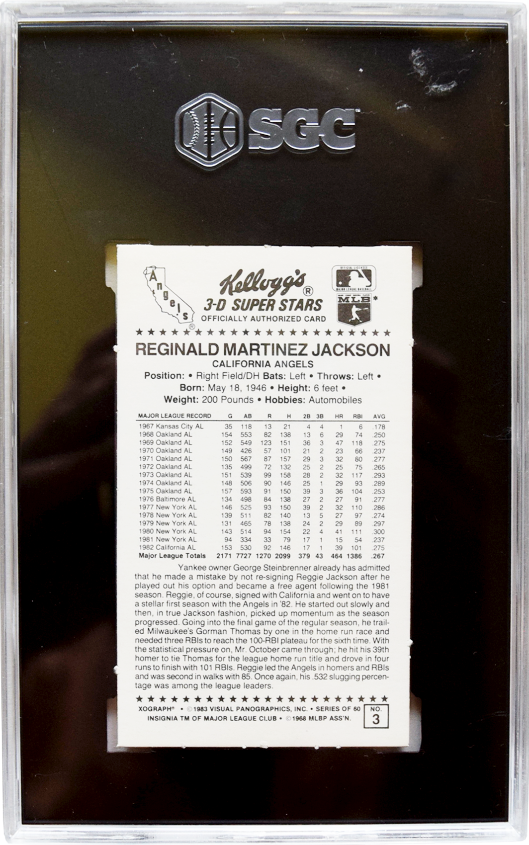 1983 Kellogg's - #3 Reggie Jackson SGC 7.5 NM+