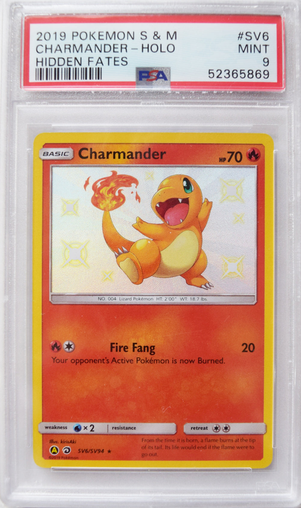 2019 Pokemon S & M Charmander - Holo | Nasib Tersembunyi | PSA 9 MINIT