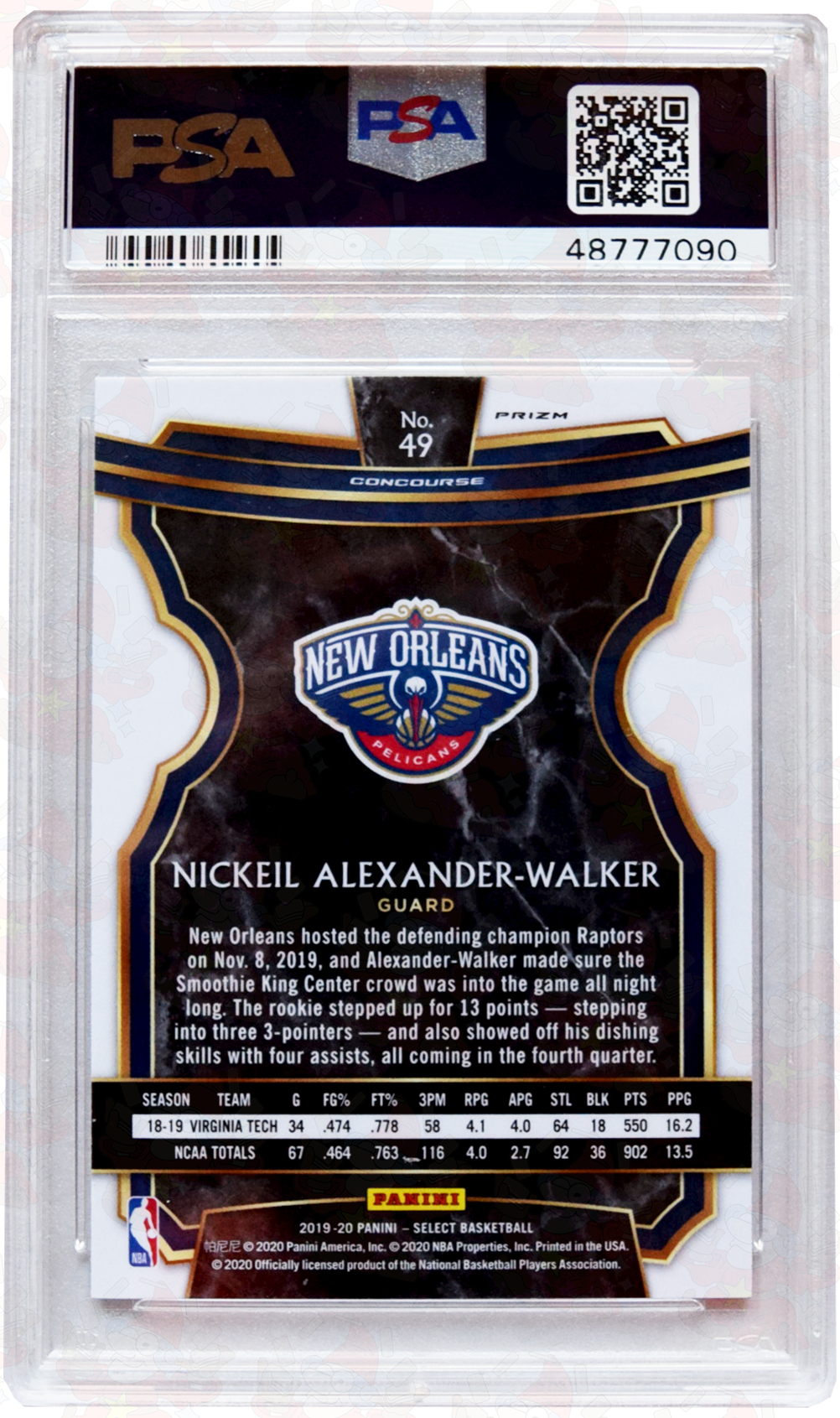 2019 - Panini Select - #49 N .Alexander-Walker - Silver Prizm - PSA 9 Mint