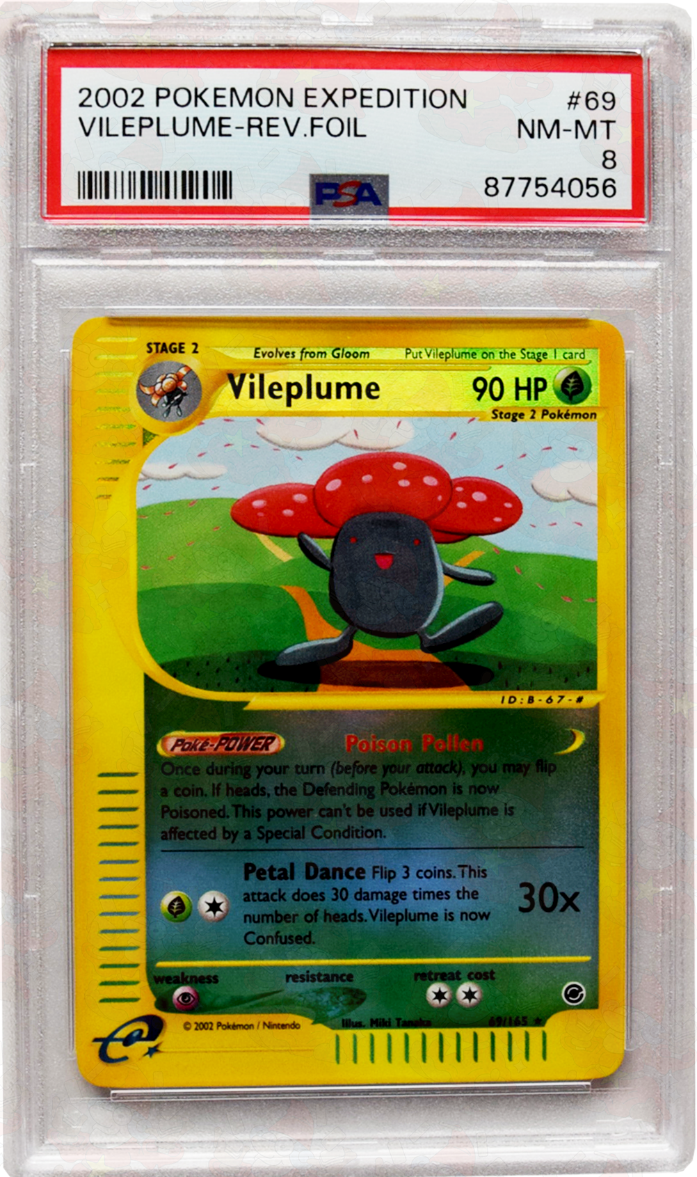 2002 Pokemon Expedition - Vileplume (#69) - Reverse Holo - PSA 8 NM-MT