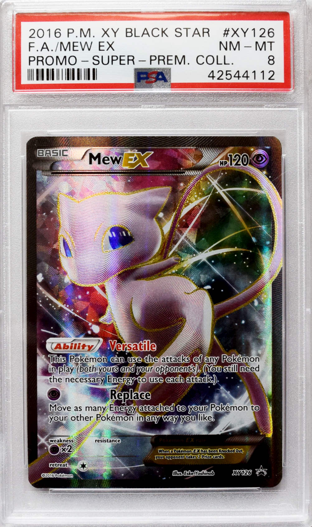 2016 P.M. XY Black Star - F.A./Mew EX (#XY126) - Holo - PSA 8 NM-MT