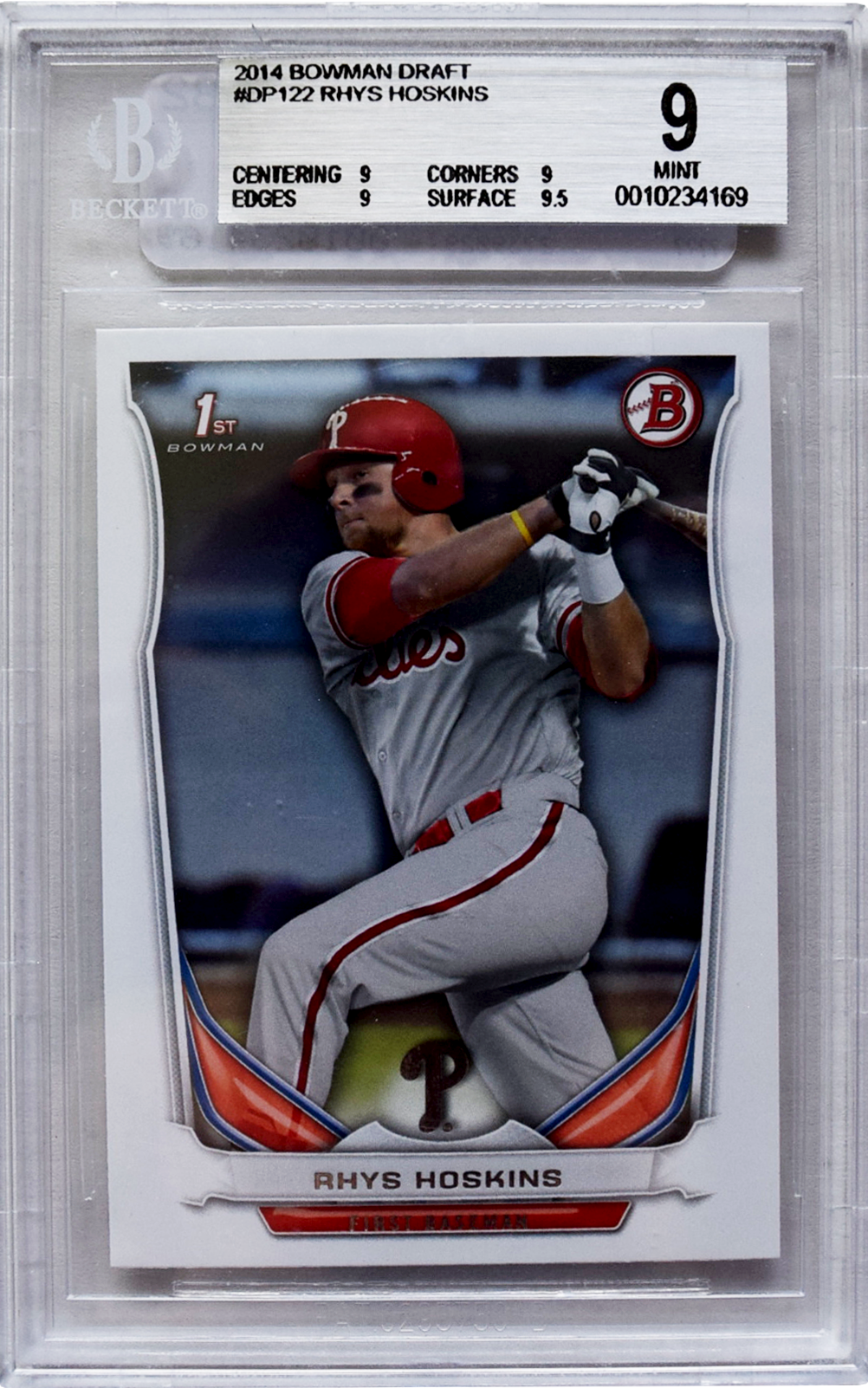 2014 Bowman Draft - #DP122 Rhys Hoskins BGS 9 MINT