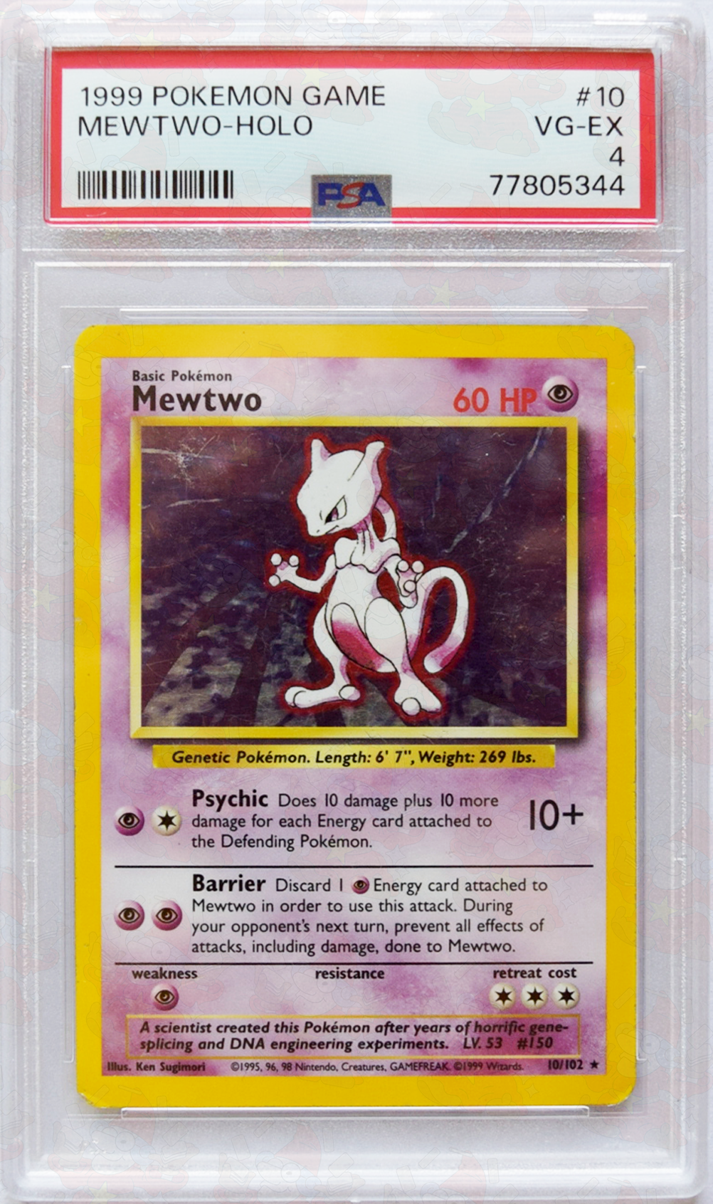 1999 Pokemon Game - Mewtwo (#10) - Holo - PSA 4 VG-EX