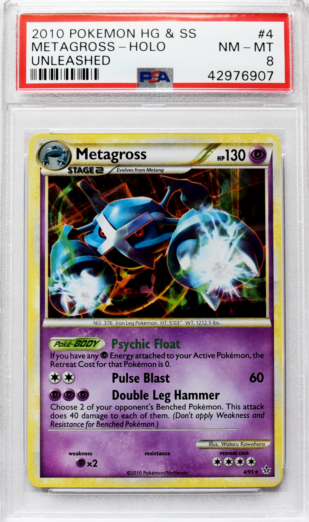 2010 Pokemon Dilepaskan | Metagross (#4) - Holo | PSA 8 NM-MT