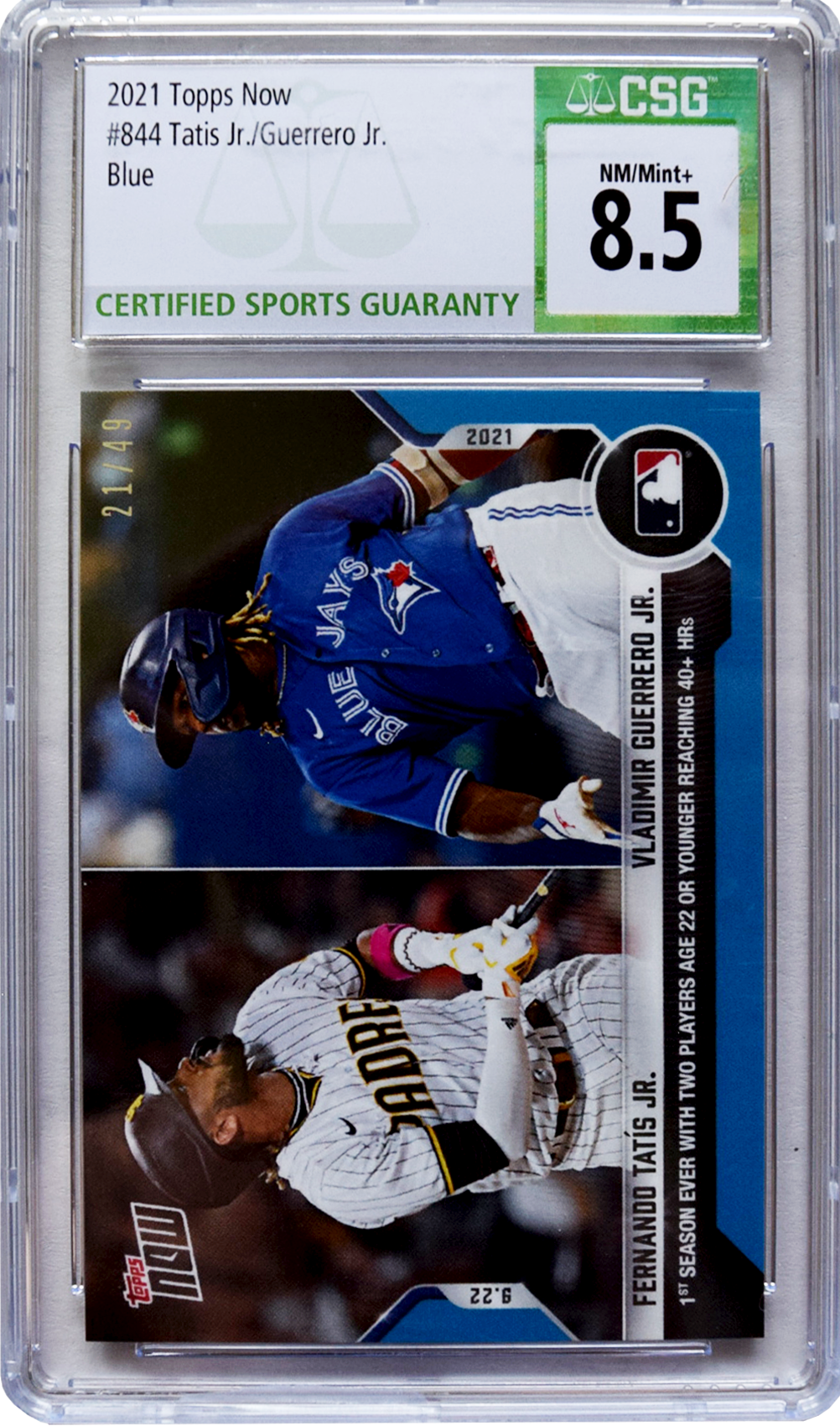 2021 Topps - Now - #844 Tatis Jr./Guerro Jr. Blue CSG 8.5 NM-Mint+