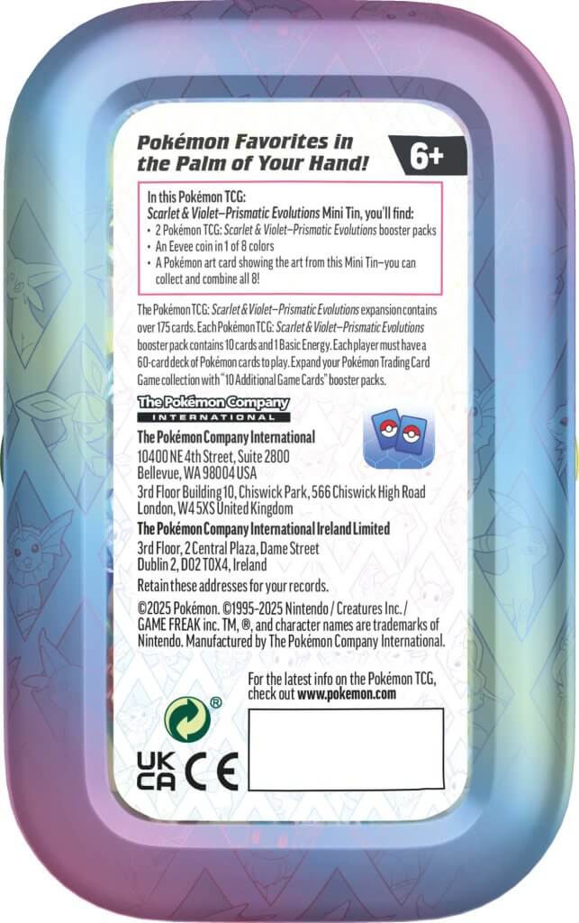 Pokémon TCG: Scarlet & Violet Prismatic Evolutions Mini Tin
