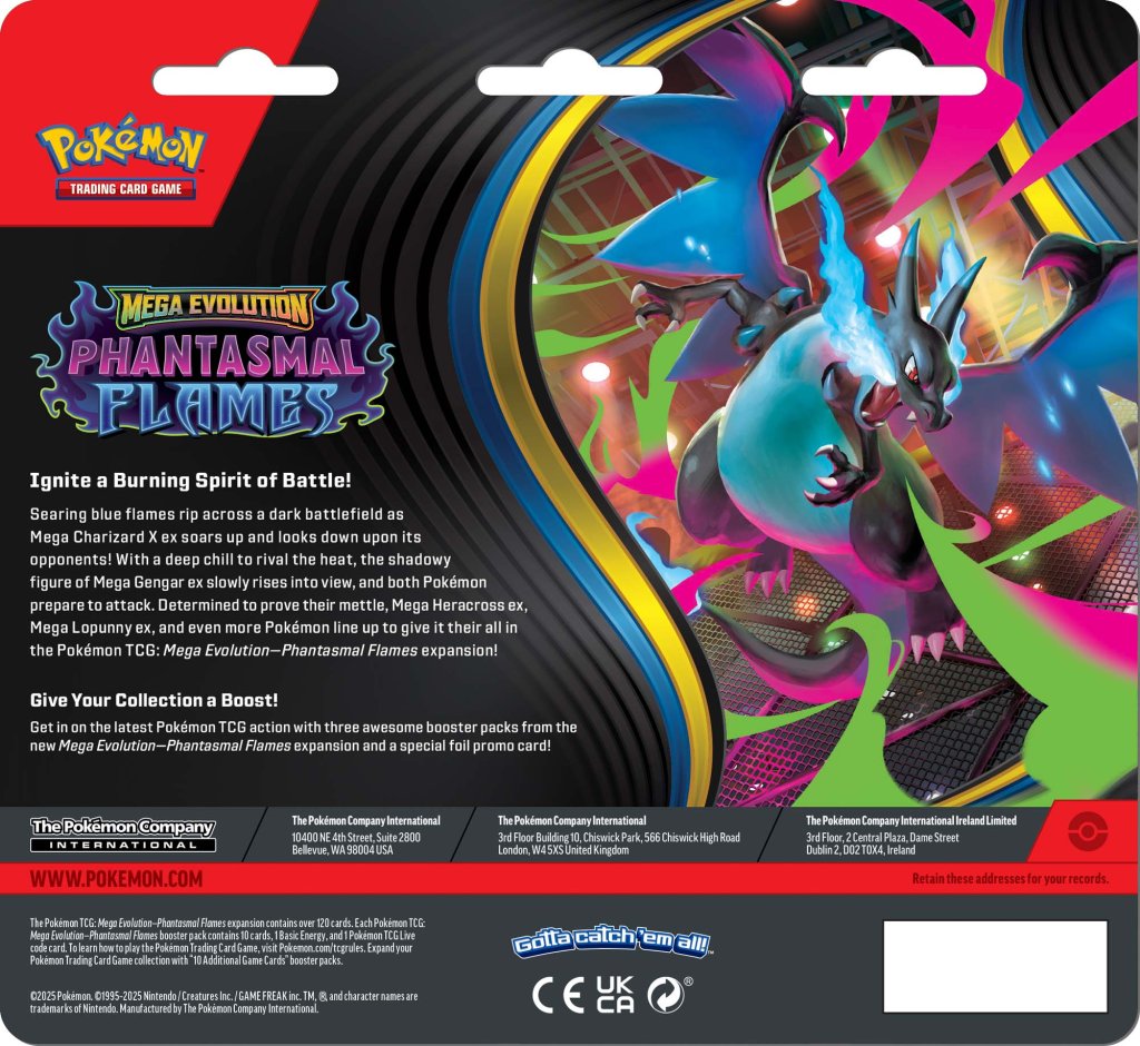 Pokémon TCG: Mega Evolution - Phantasmal Flames Three Booster Blister
