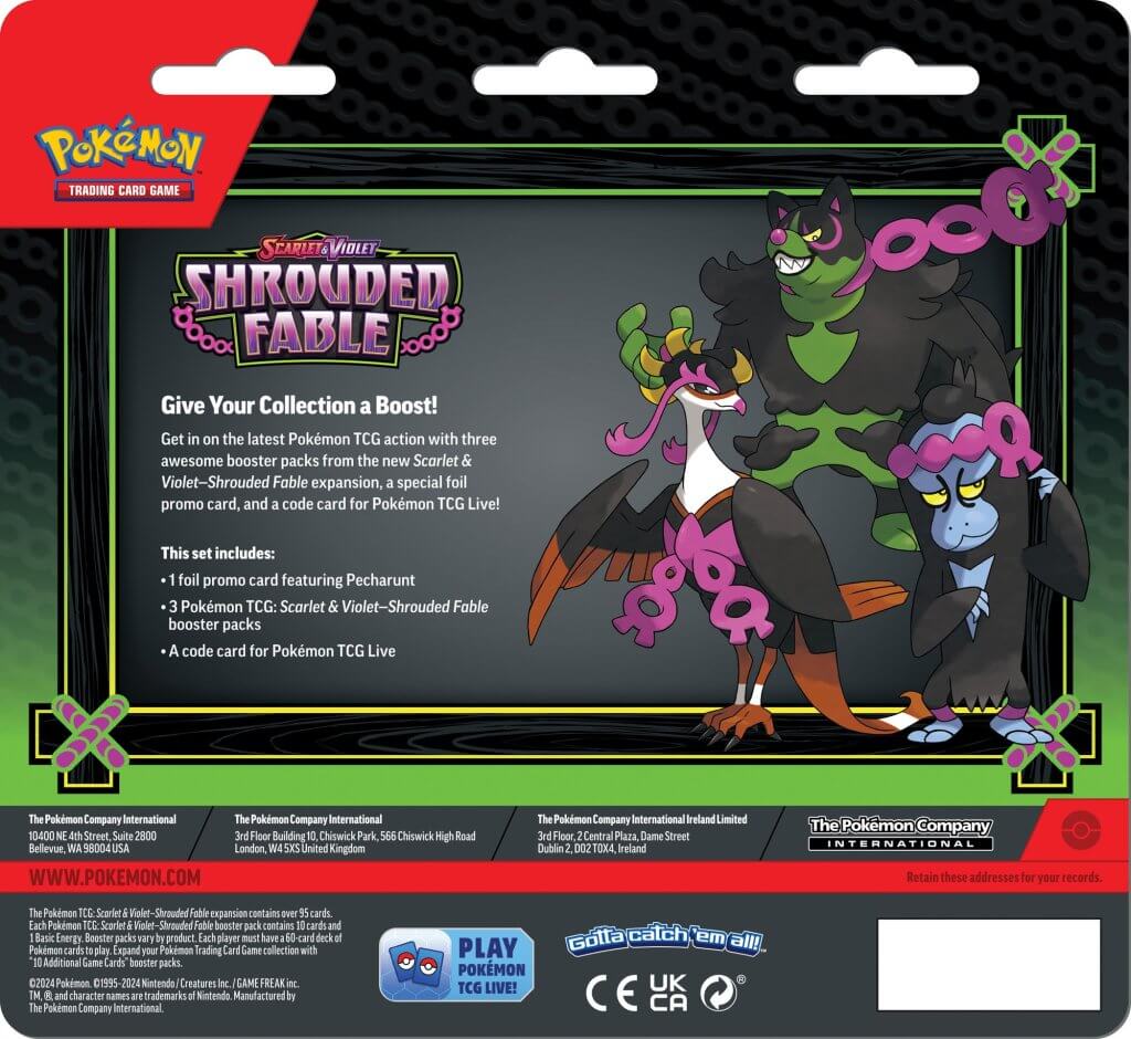 Pokémon TCG: Scarlet & Violet 6.5 Shrouded Fable 3 Pack Blister
