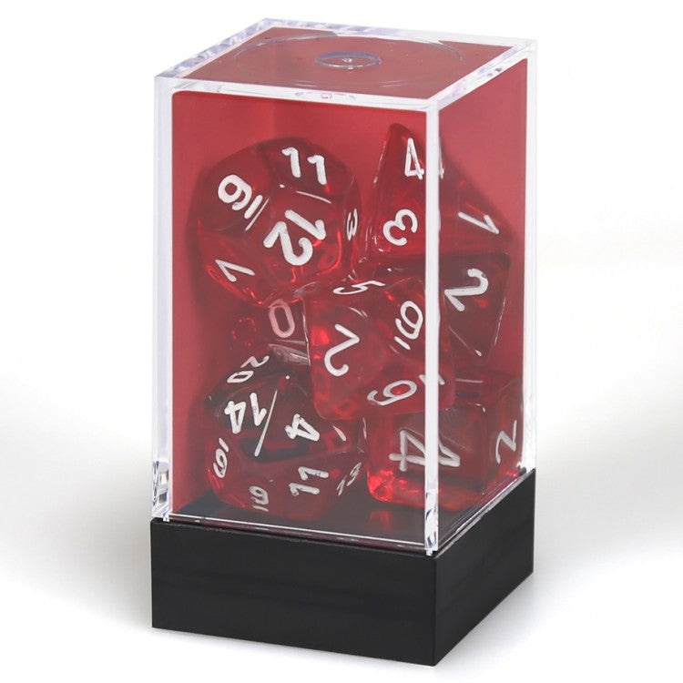 Chessex Translucent Polyhedral 7 piece Dice Set, Red/White