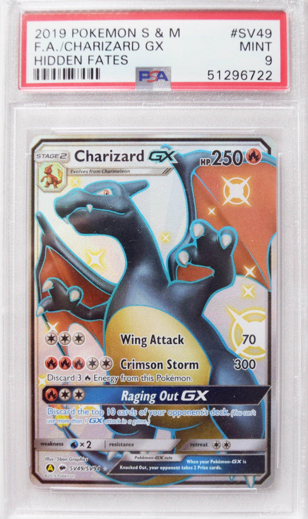 2019 Pokemon S &amp; M FA/Charizard GX | Nasib Tersembunyi | PSA 9 MINIT