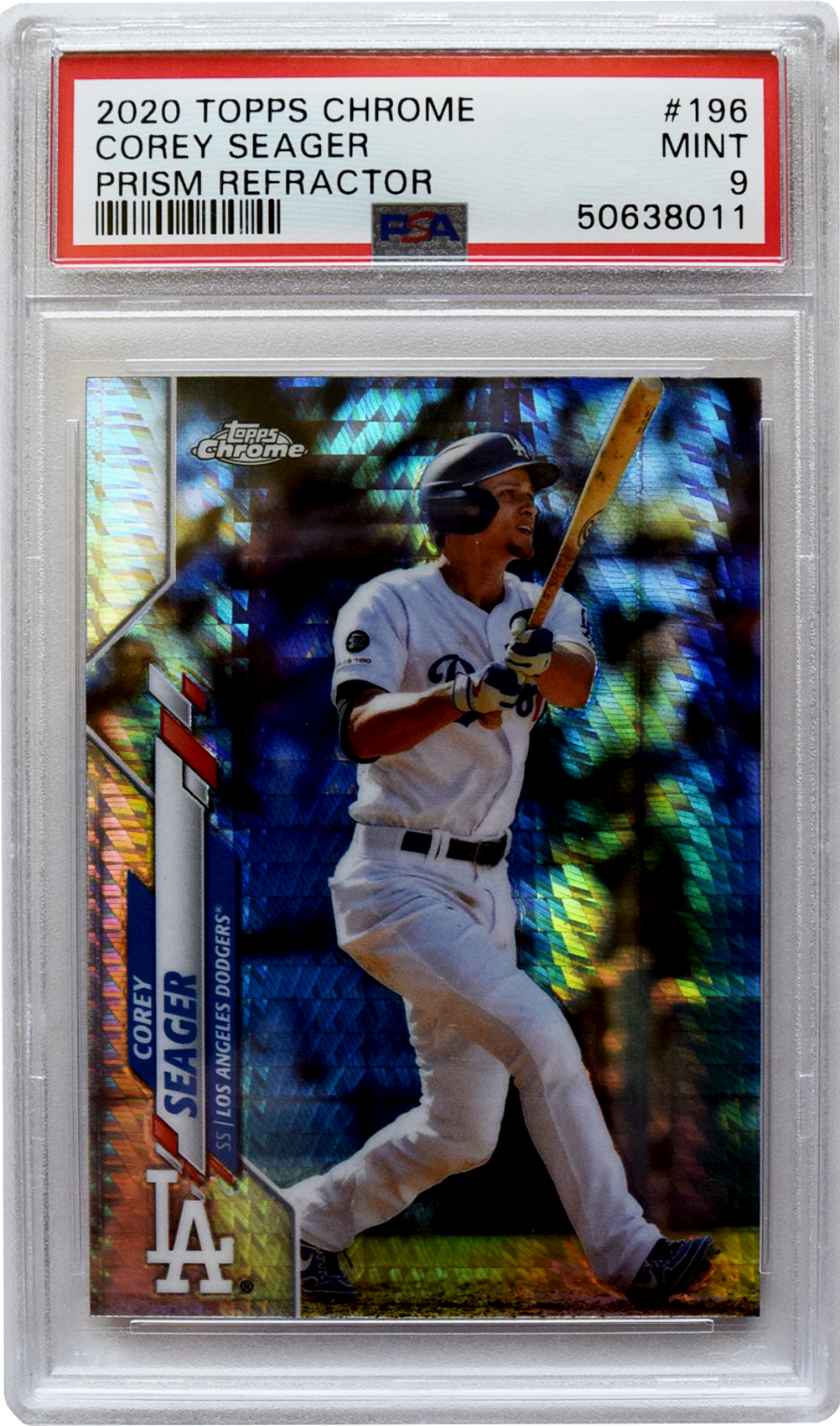 2020 Topps - Chrome - #196 Corey Seager Prism Refractor PSA 9 MINT