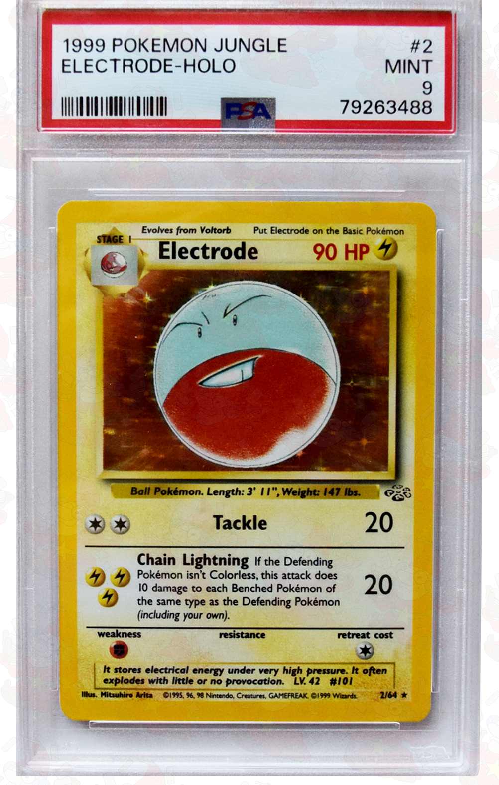 1999 Pokemon Jungle - Electrode (#2) - Holo - PSA 9 MINT