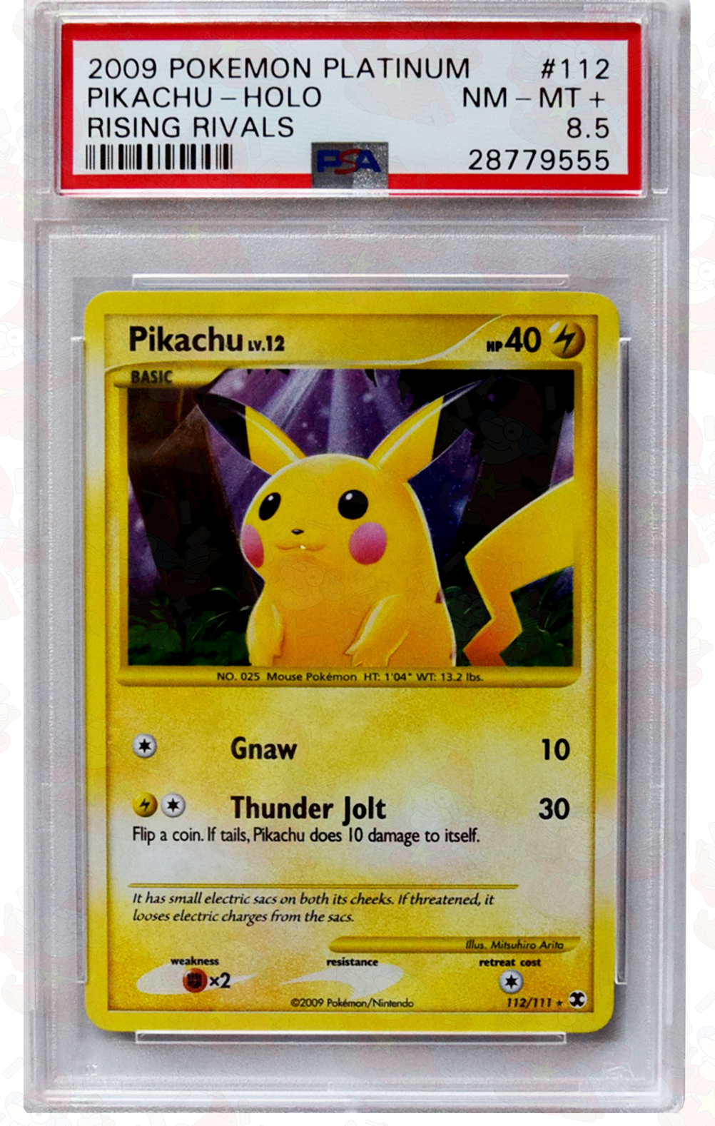 2009 Pokemon Platinum - Pikachu (#112) - Holo - Rising Rivals - PSA 8.5 NM - MT