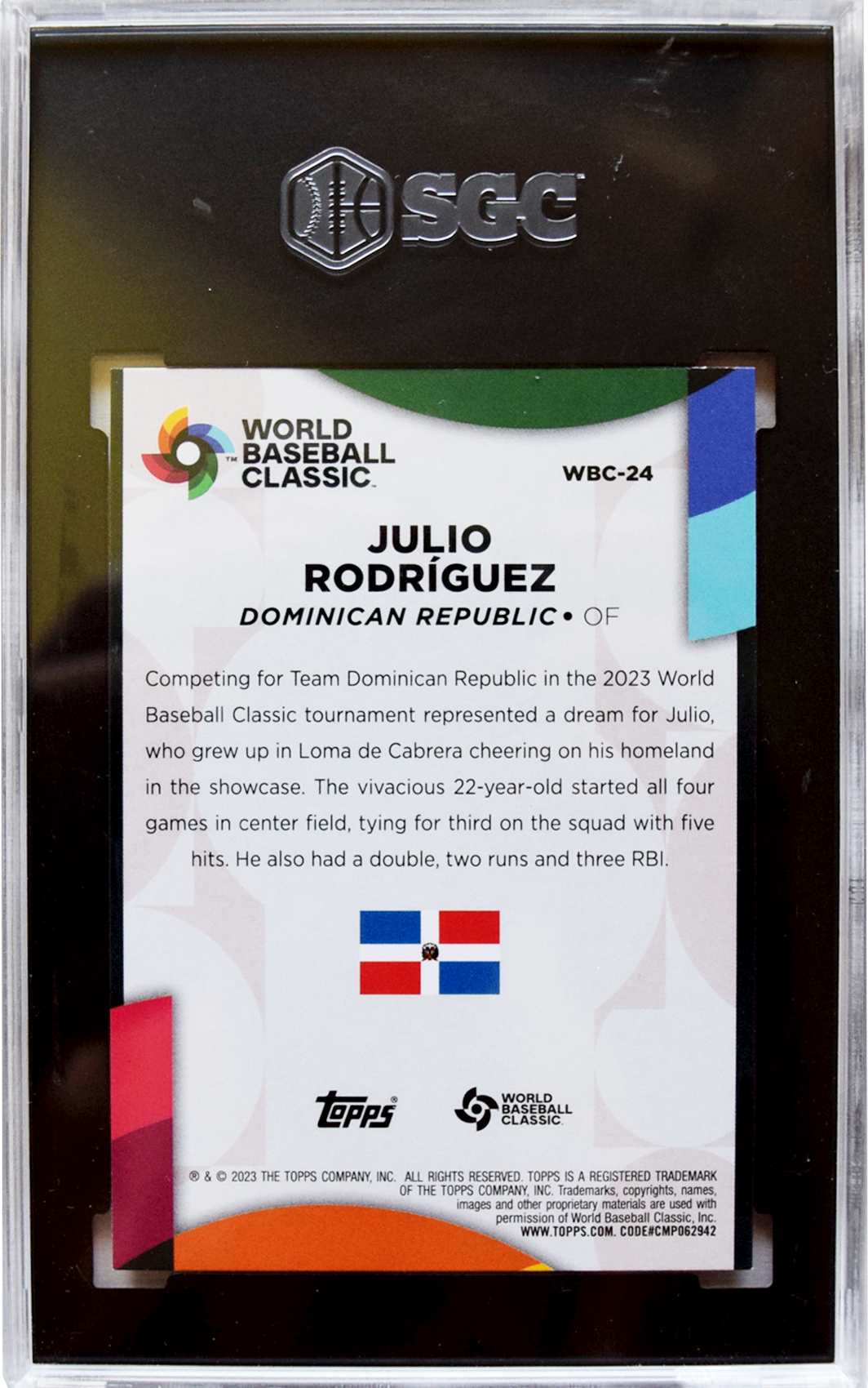 2023 Topps | '23 Bintang WBC | #WBC-24 Julio Rodriguez SGC 9 MT