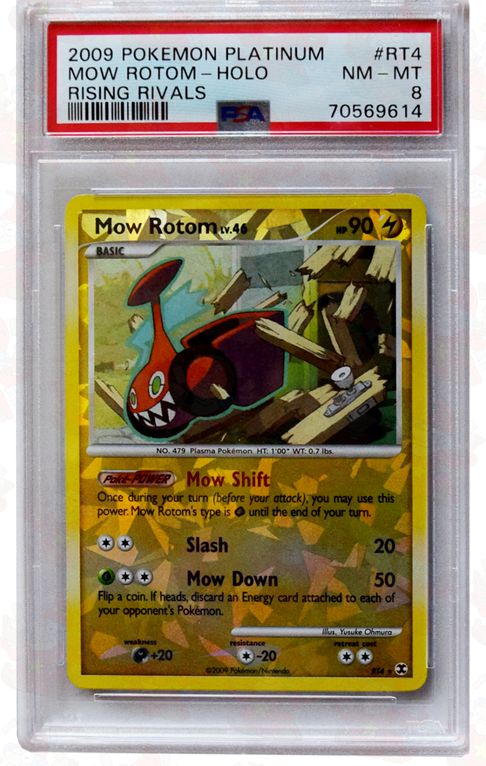 2009 Pokemon Platinum - Mow Rotom (#RT4) - Holo - Rising Rivals - PSA 8 NM - MT