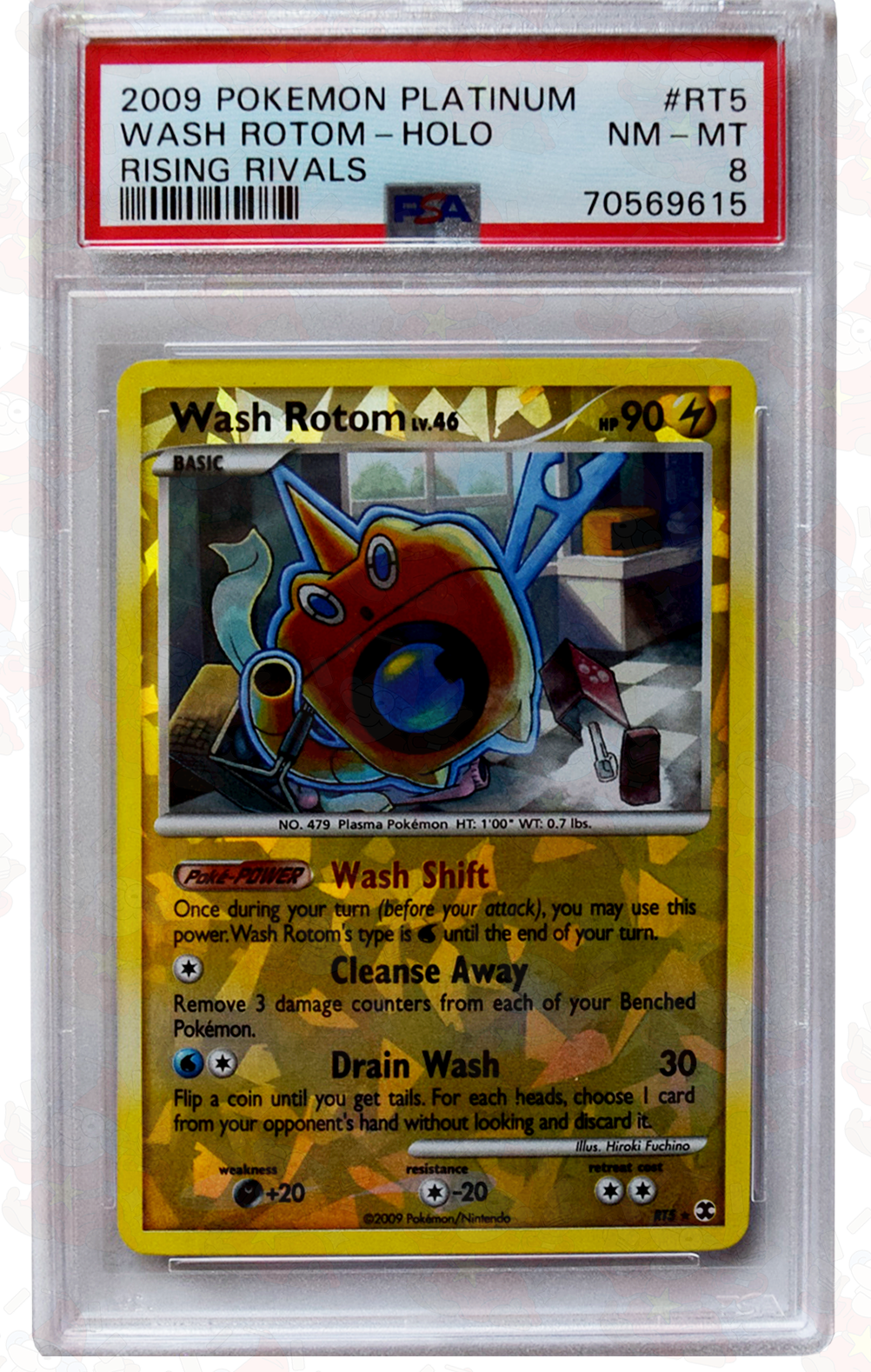 2009 Pokemon Platinum - Wash Rotom (#RT5) - Holo - Rising Rivals - PSA 8 NM - MT