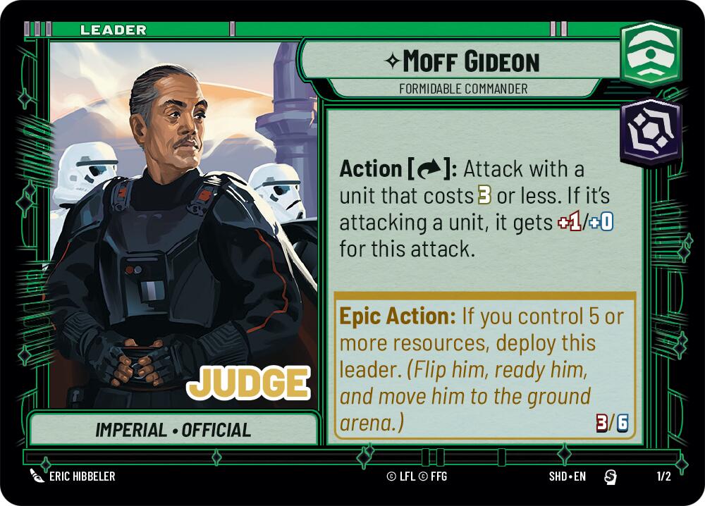 Moff Gideon - Formidable Commander (1/2) (Judge Promo) (1/2) [Shadows of the Galaxy Promos]