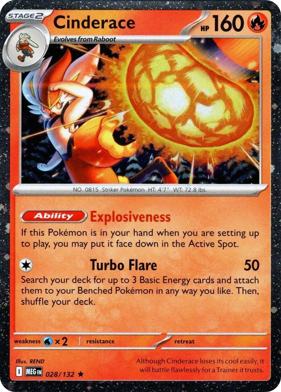 Cinderace (028/132) (Cosmos Holo) [Mega Evolution: Base Set]