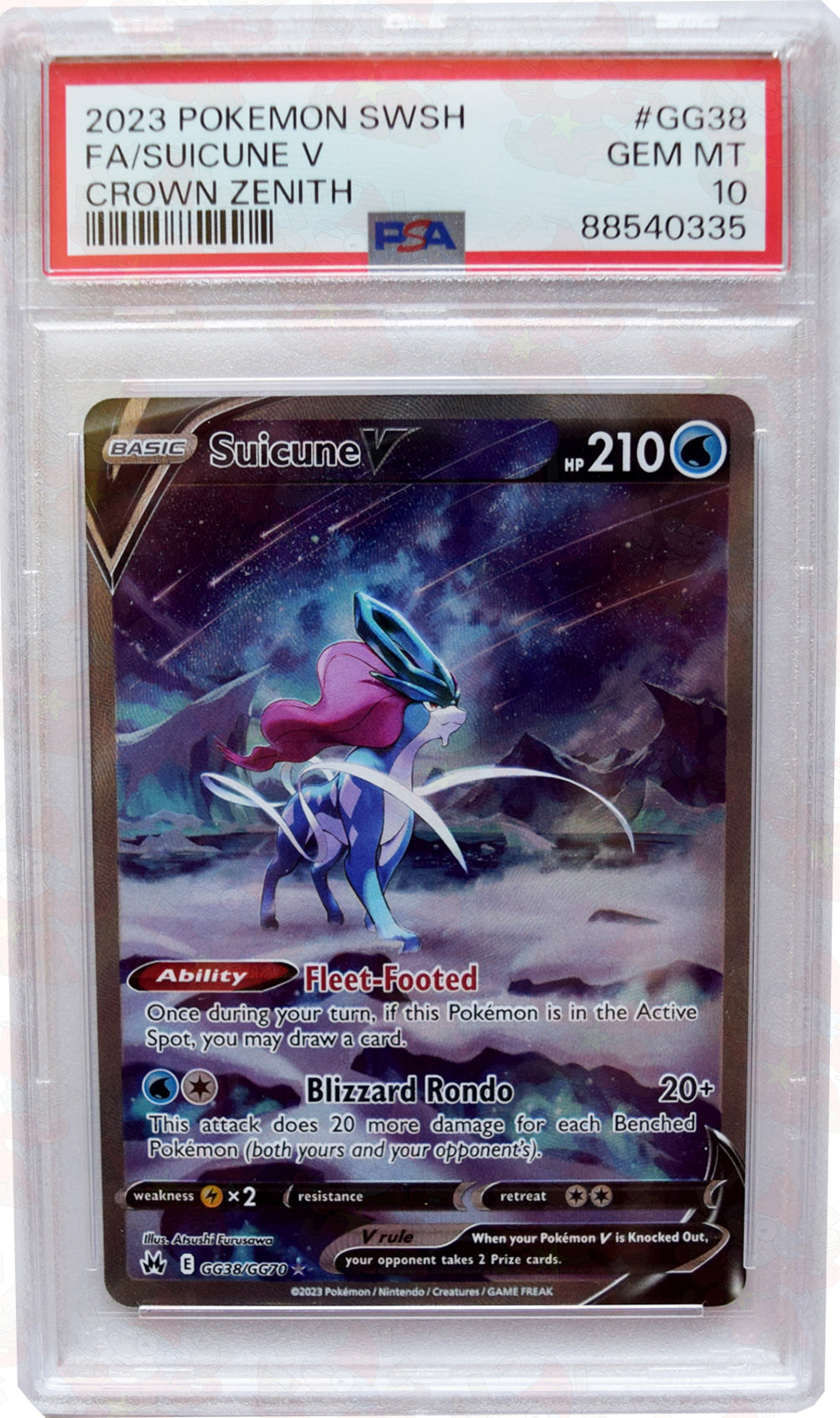 2023 Pokemon SWSH -FA/Suicune V (#GG38) - Holo - PSA 10 GEM MT