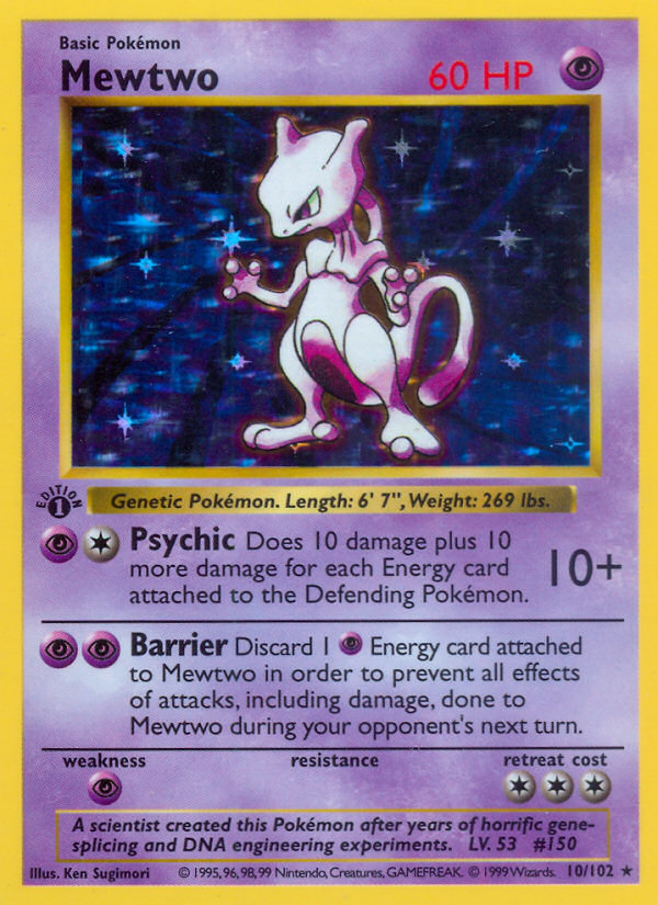 Mewtwo (10/102) (Shadowless) [Base Set 1st Edition]