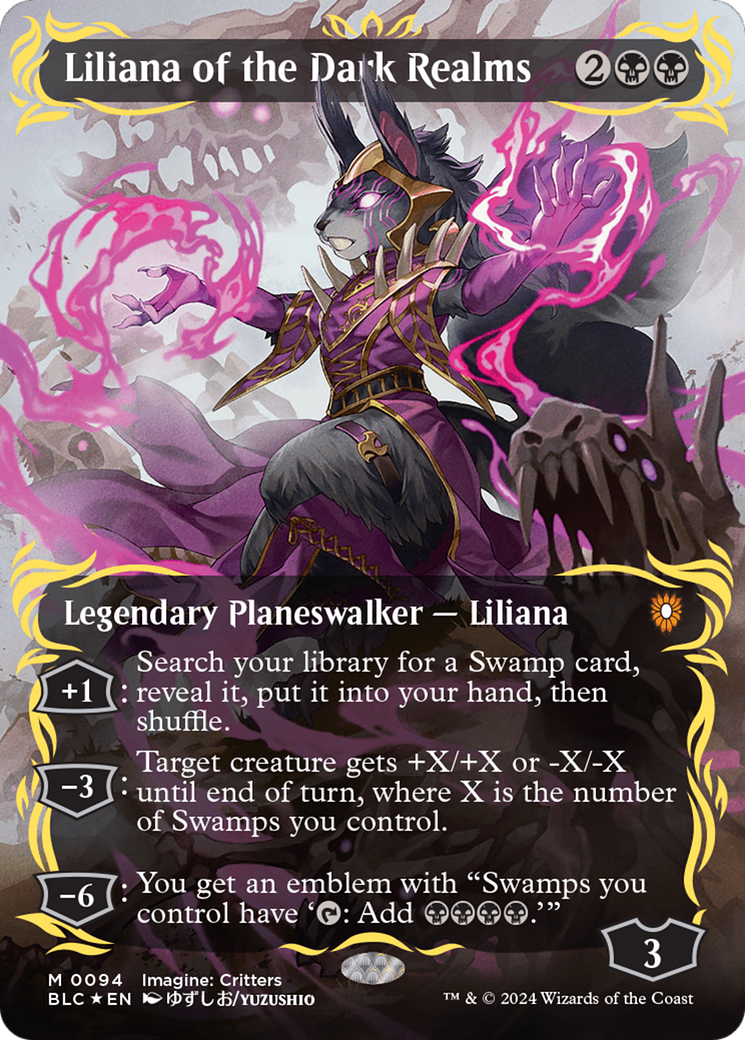 Liliana of the Dark Realms (Borderless) (Raised Foil) [Bloomburrow Commander]