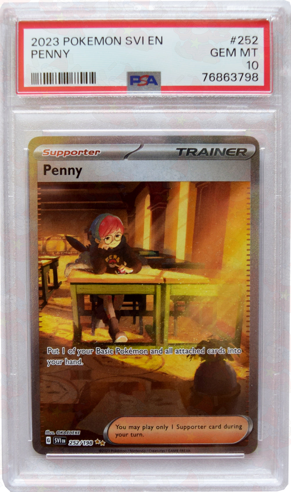 2023 Pokemon SVI EN -Penny (#252) - Holo - PSA 10 GEM MT