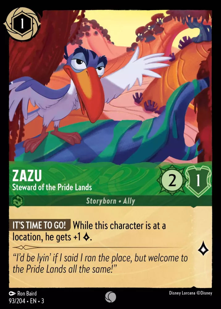 Zazu - Steward of the Pride Lands (93/204) -  Into the Inklands (Cold Foil)