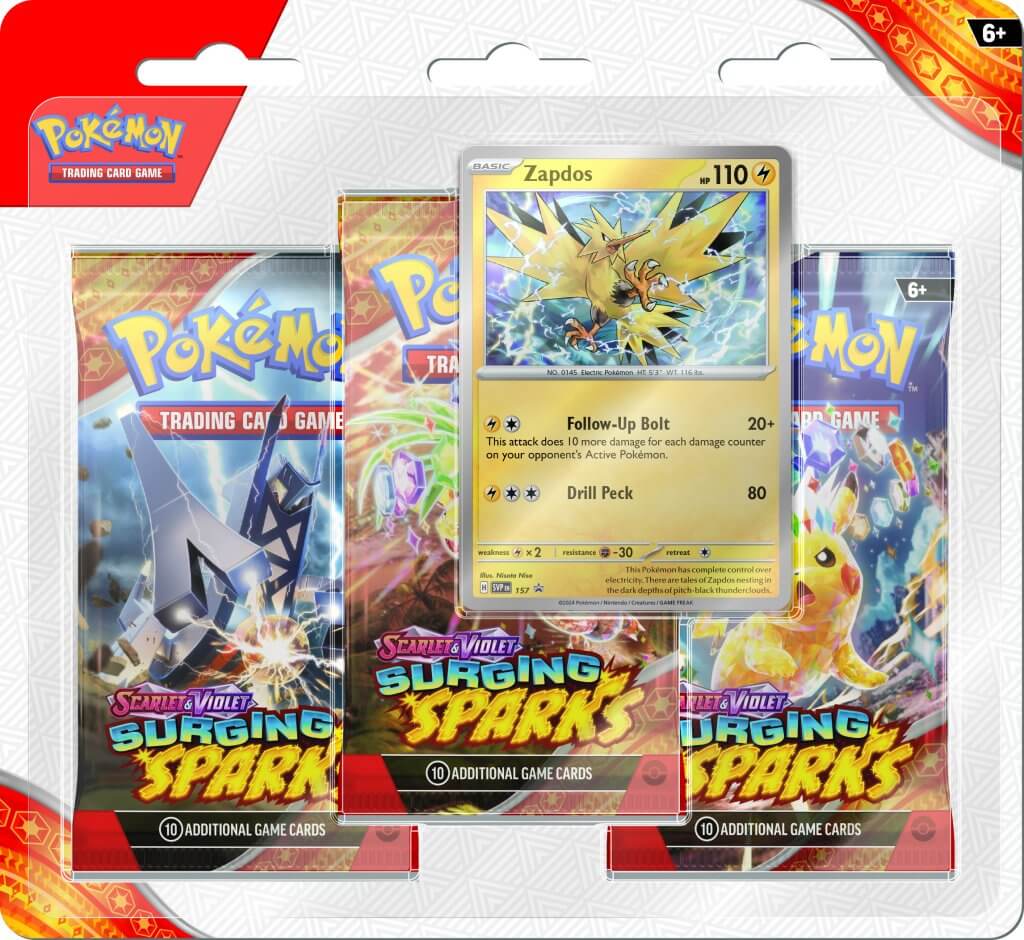 Pokémon TCG: Scarlet & Violet 8 Surging Sparks Three Booster Blister