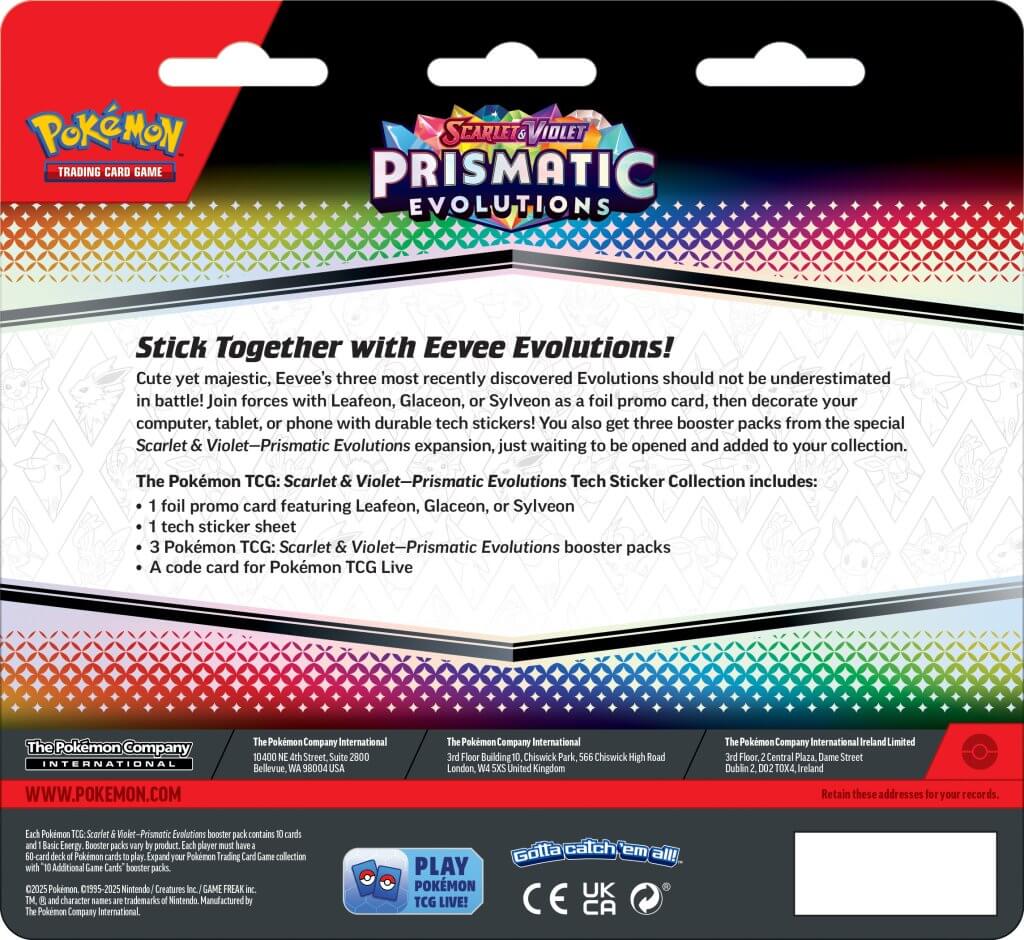 Pokémon TCG: Scarlet & Violet 8.5 Prismatic Evolutions Tech Sticker Collection